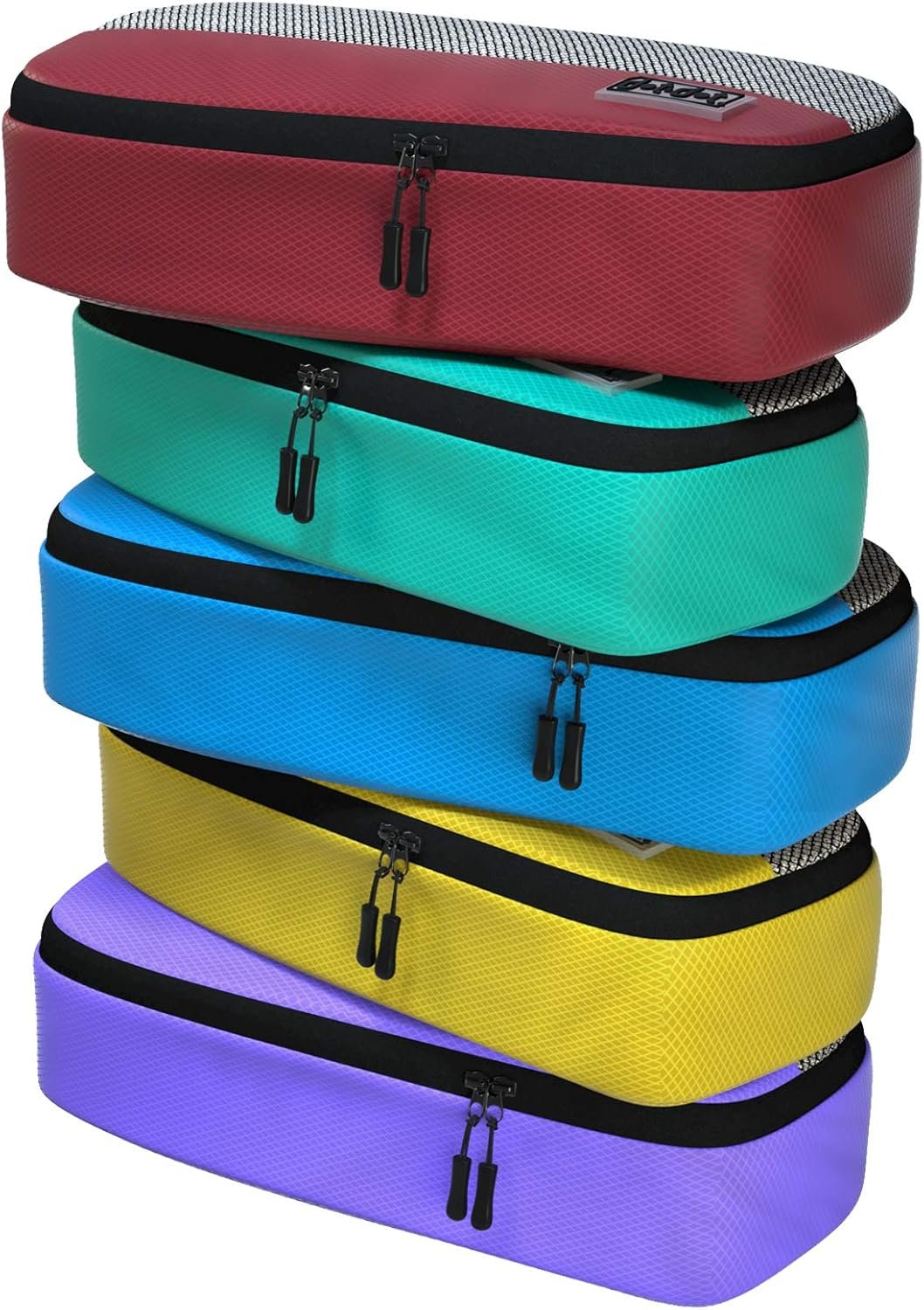 Dot&Dot Slim Packing Cubes for Travel 5pc Set – Narrow Suitcase Luggage Organizer Bags – Thin Travel Essentials for Backpacks – Lightweight Packing Organizers (Non-Compression)