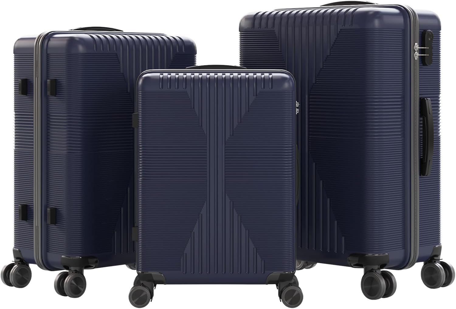 Karl home Luggage Sets 3 Piece, PP Hard Case Suitcase Set with Built-in Lock Spinner Wheels, Lightweight Durable Carry on Luggage for Business Travel – Blue (20″/24″/28″)