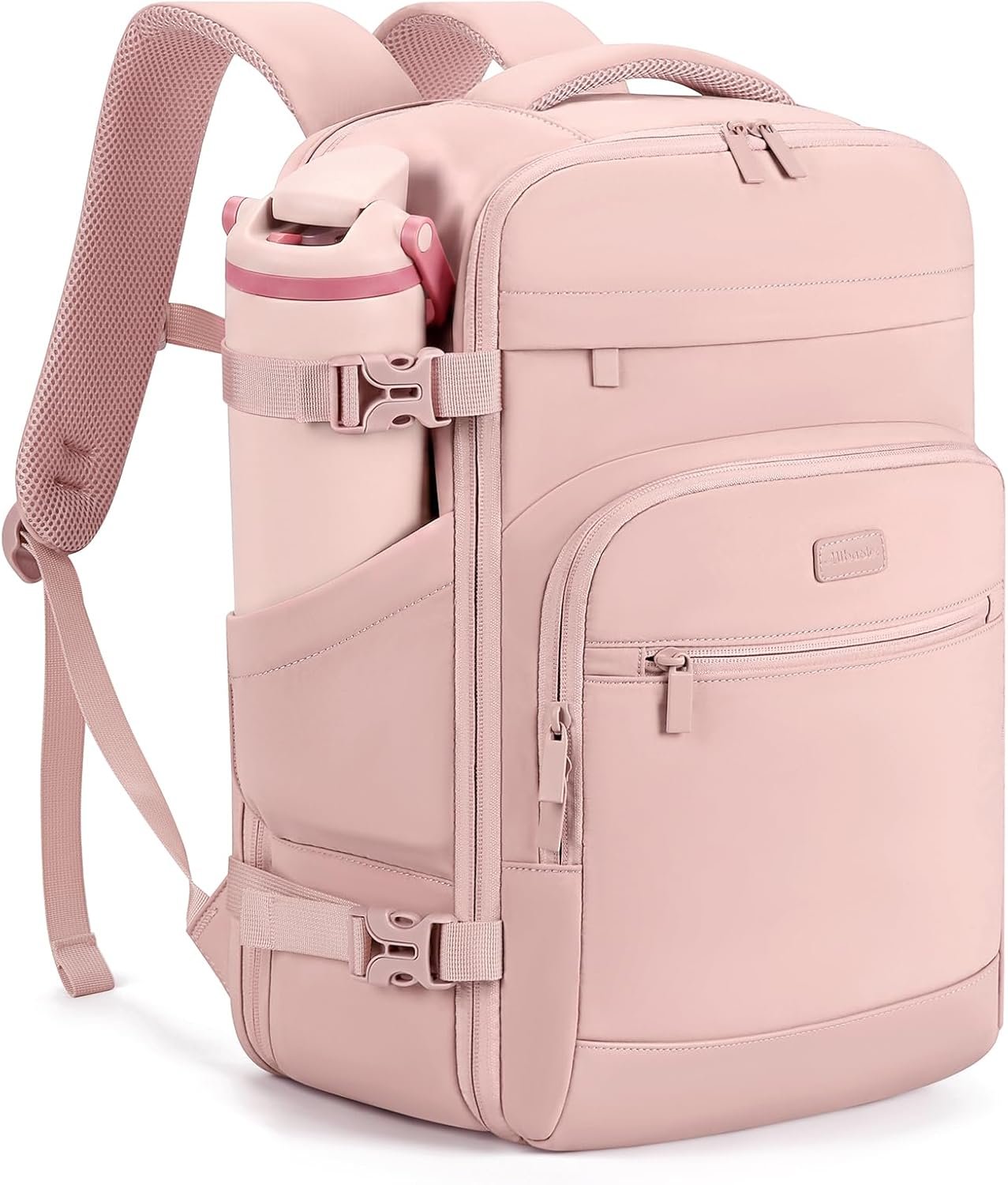 mibasies 30L Travel Backpack for Women & Men: Flight Approved Carry On Backpack, TSA Personal Item Bag with Water Bottle Pocket, Weekender Essentials Backpacks fits 15.6″ Laptop – Pink