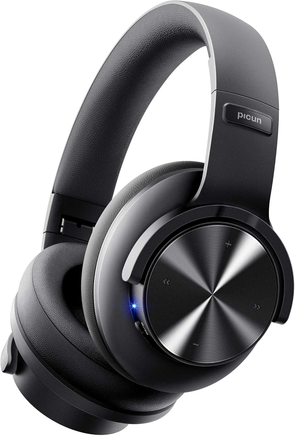 Picun B8 Bluetooth Headphones, 120H Playtime Headphone Wireless Bluetooth with 3 EQ Modes, Low Latency, Hands-Free Calls, Over Ear Headphones for Travel Home Office Cellphone PC Black