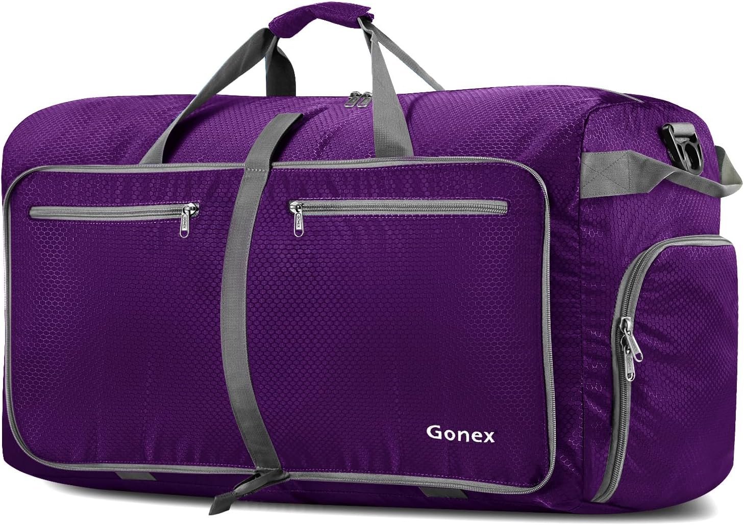 Gonex Large Foldable Travel Duffle Bag with Shoes Compartment, Packable Lightweight Water Repellent Duffel Bag for Camping Gym Weekender Bag