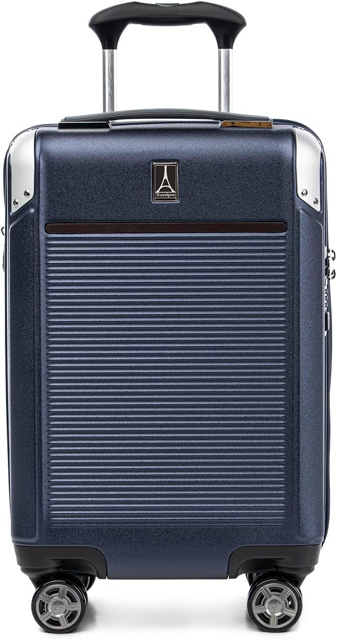 Travelpro Platinum Elite Hardside Expandable Carry on Luggage, 8 Wheel Spinner, TSA Lock, Hard Shell Polycarbonate Suitcase, True Navy Blue, Compact Carry on 20-Inch