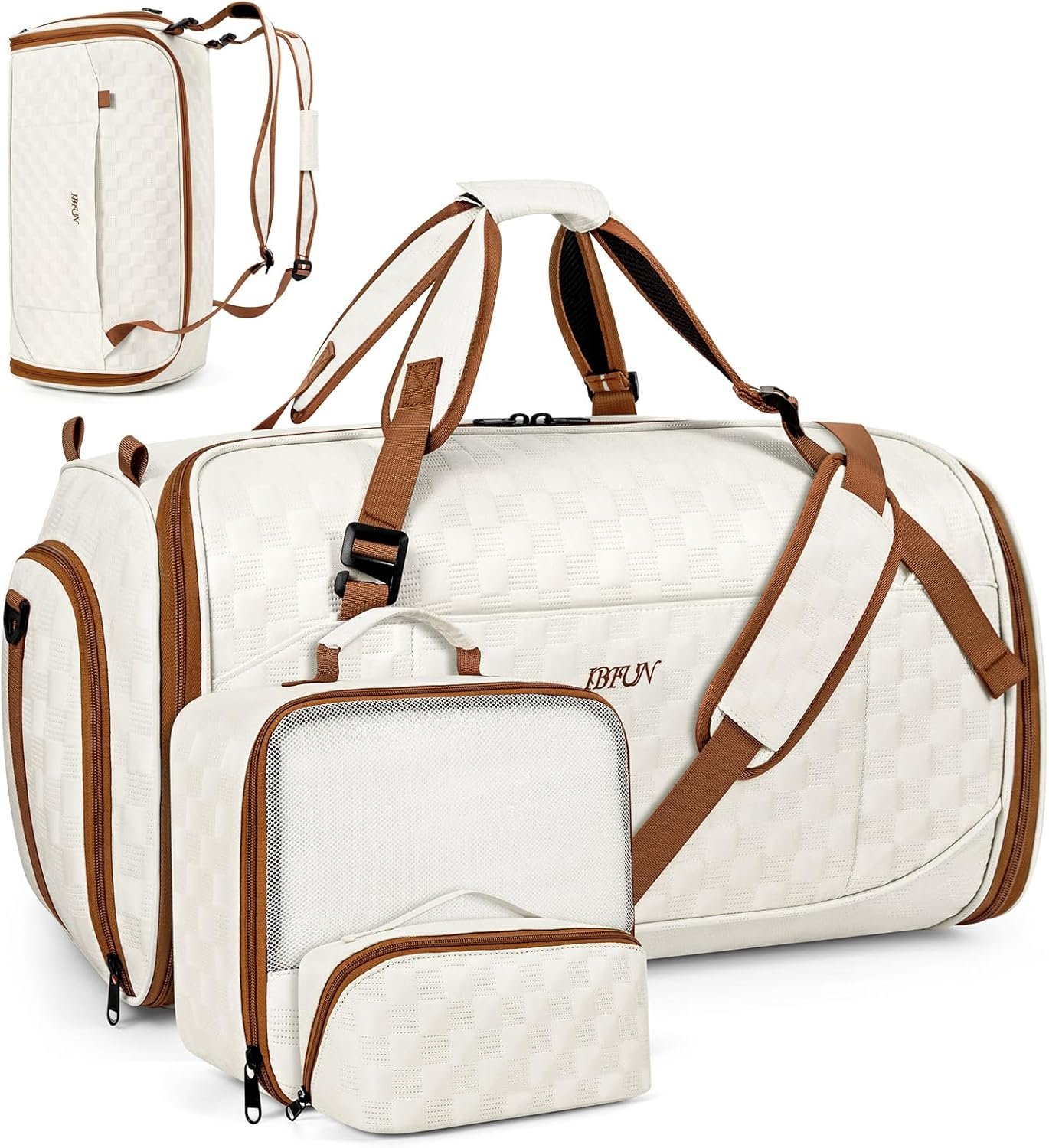 Convertible Garment Bags for Travel – Carry on Garment Duffle Bag with Backpack Straps for Men Women, 4 in 1 Large Travel Duffel Bags with Shoes Compartment Hanging Suit Dress Weekender Bag 3pcs Set
