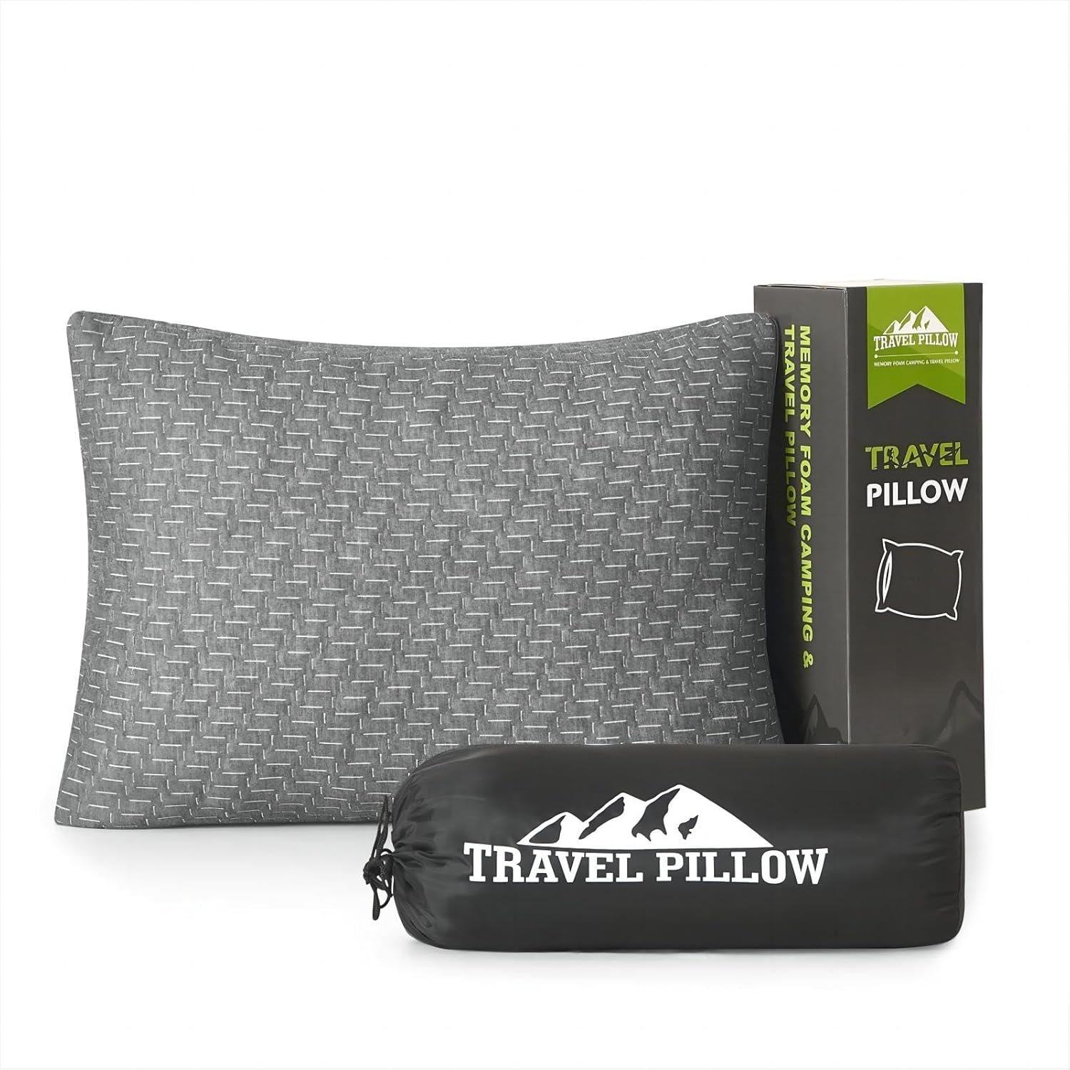 Camping Pillow Travel Pillow Small Shredded Memory Foam Pillow – Compressible Medium Firm, Breathable Cover, Ideal Backpacking Hiking, Airplane and Car