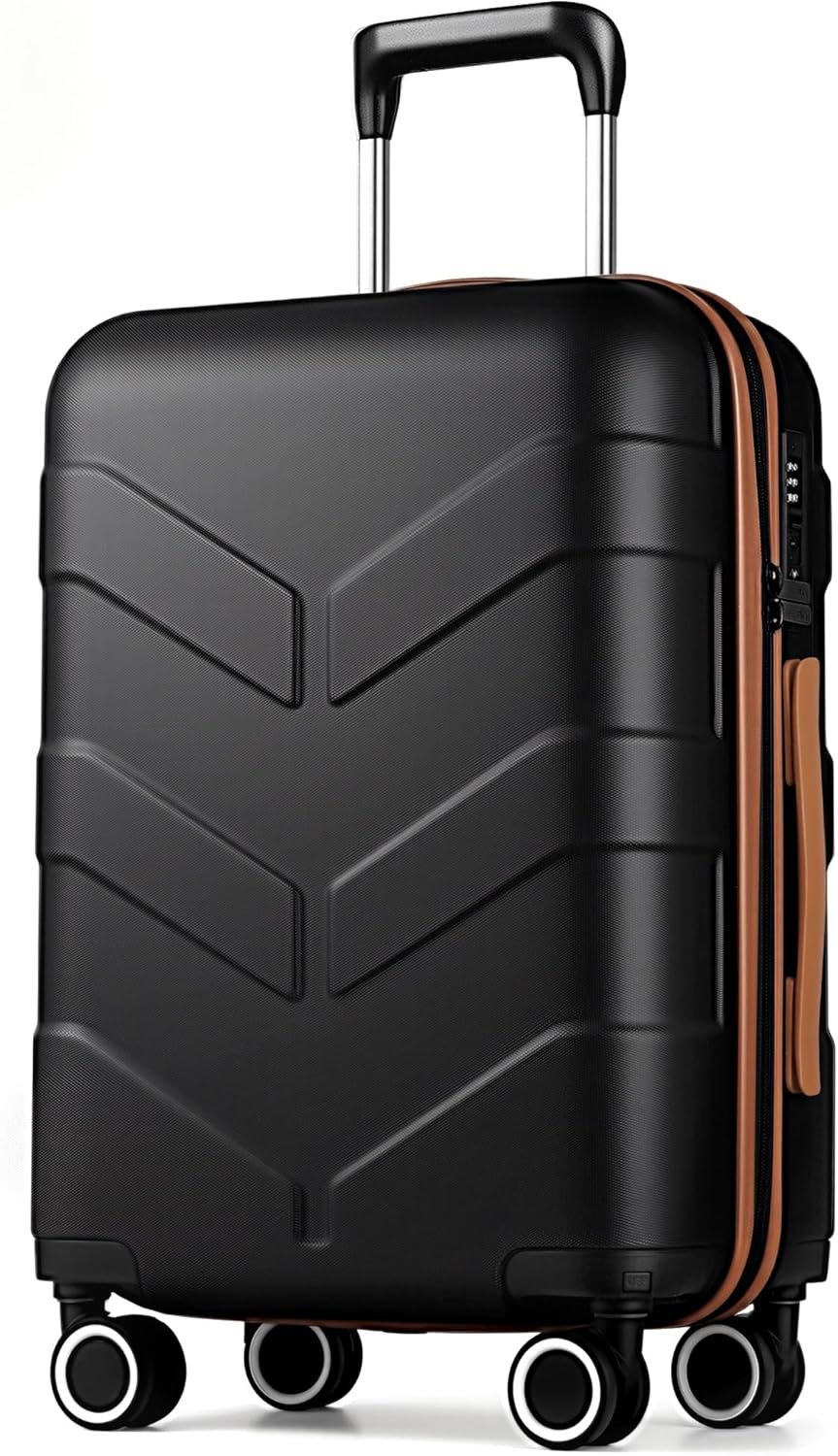 TILYMOL Hardside Carry On Luggage 22x14x9 Airline Approved with Spinner Wheels, Lightweight 20-inch Carry-On Suitcase for Men & Women, Black