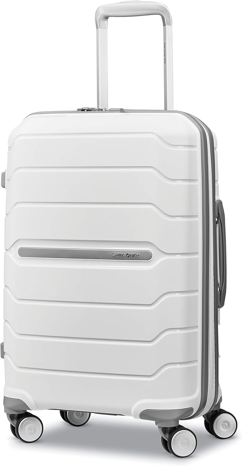 Samsonite Freeform Hardside Carry-On Luggage with Spinner Wheels – Hardshell Suitcase – TSA, Airline-Approved – Expandable Hard Shell, Smooth Rolling Wheels for Lightweight Travel – White