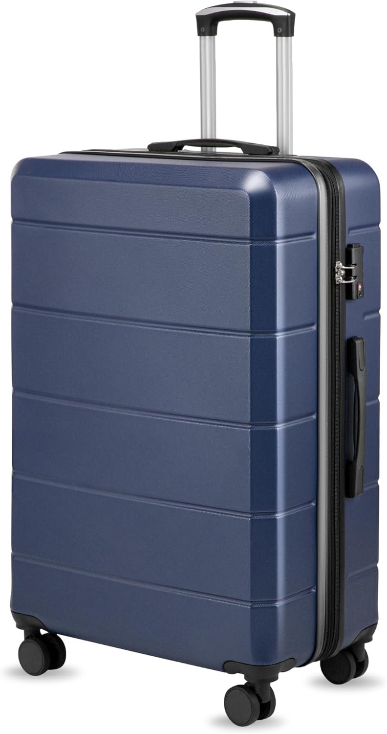 YOETEY 28 Inch Checked Luggage with Spinner Wheels, 106L Large Expandable Hardside Suitcase with TSA Lock, Durable ABS Hard Shell for Family Vacation and International Travel (28 in, Blue)