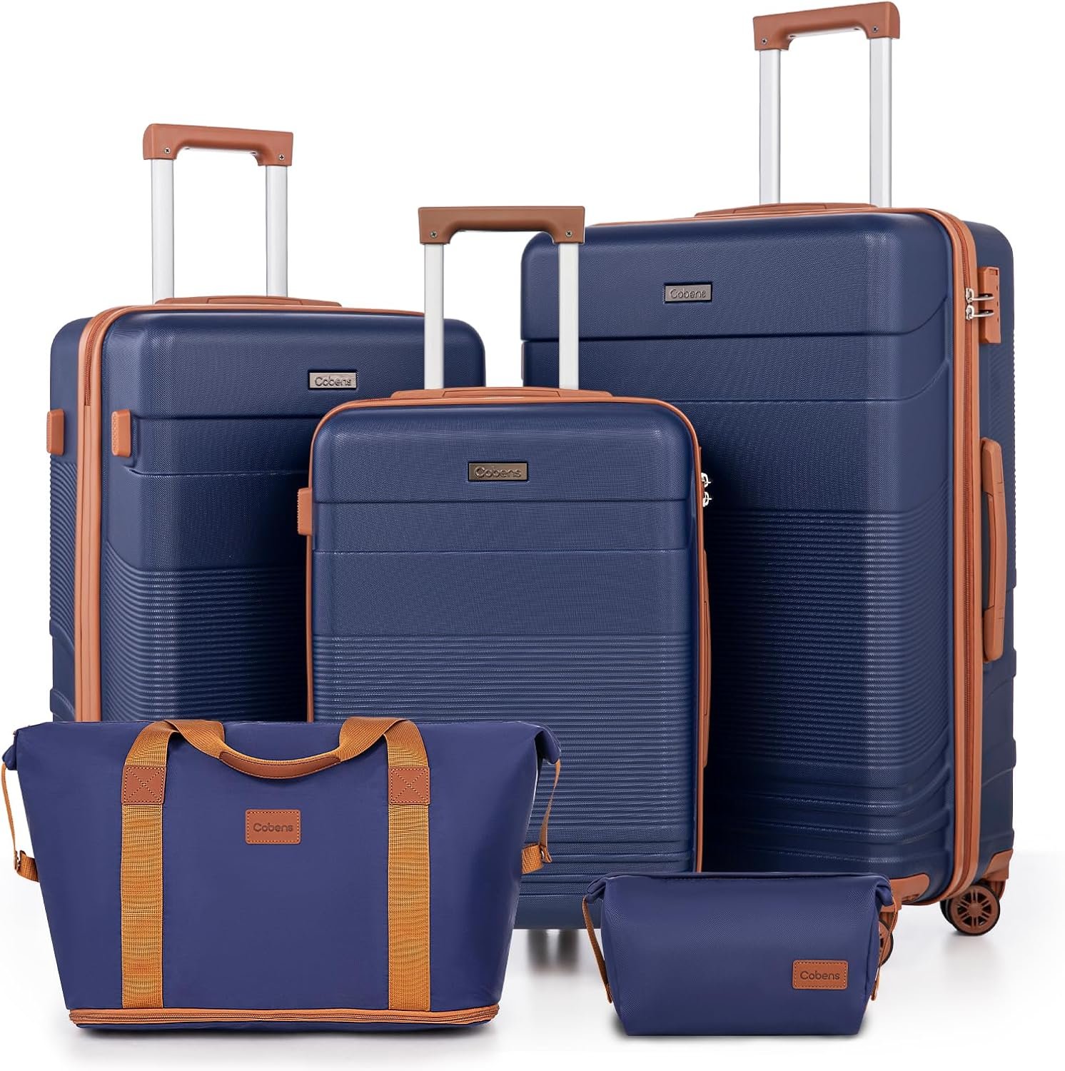 Luggage Sets 5 Piece with Spinner Wheels, Lightweight Hardshell Suitcases Set with Lock for Men and Women, Carry on Luggage Travel Set with Durable ABS Hard Case