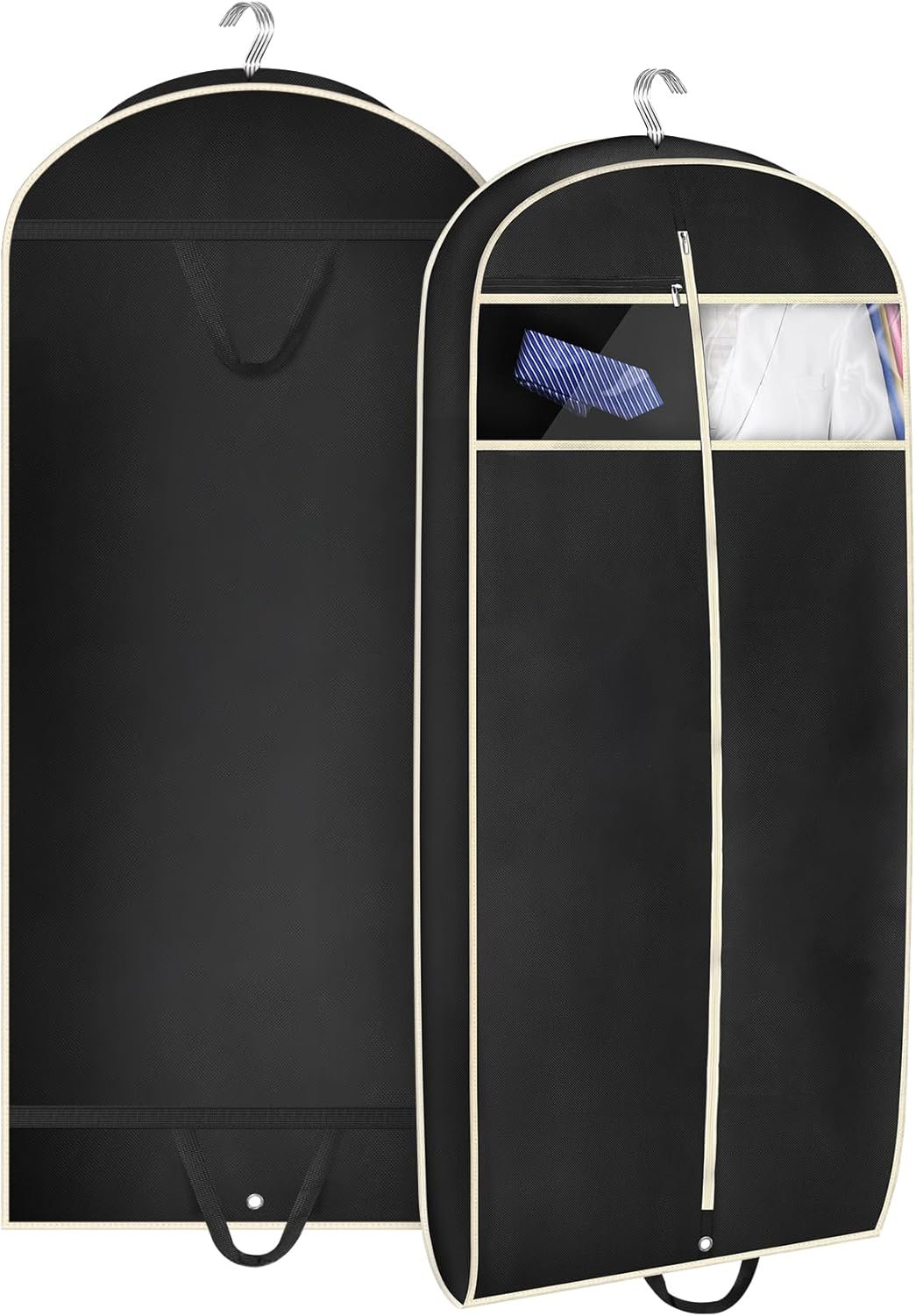 MISSLO 43″ Gusseted Travel Garment Bag with Accessories Zipper Pocket Breathable Suit Garment Cover for Shirts Dresses Coats, Black