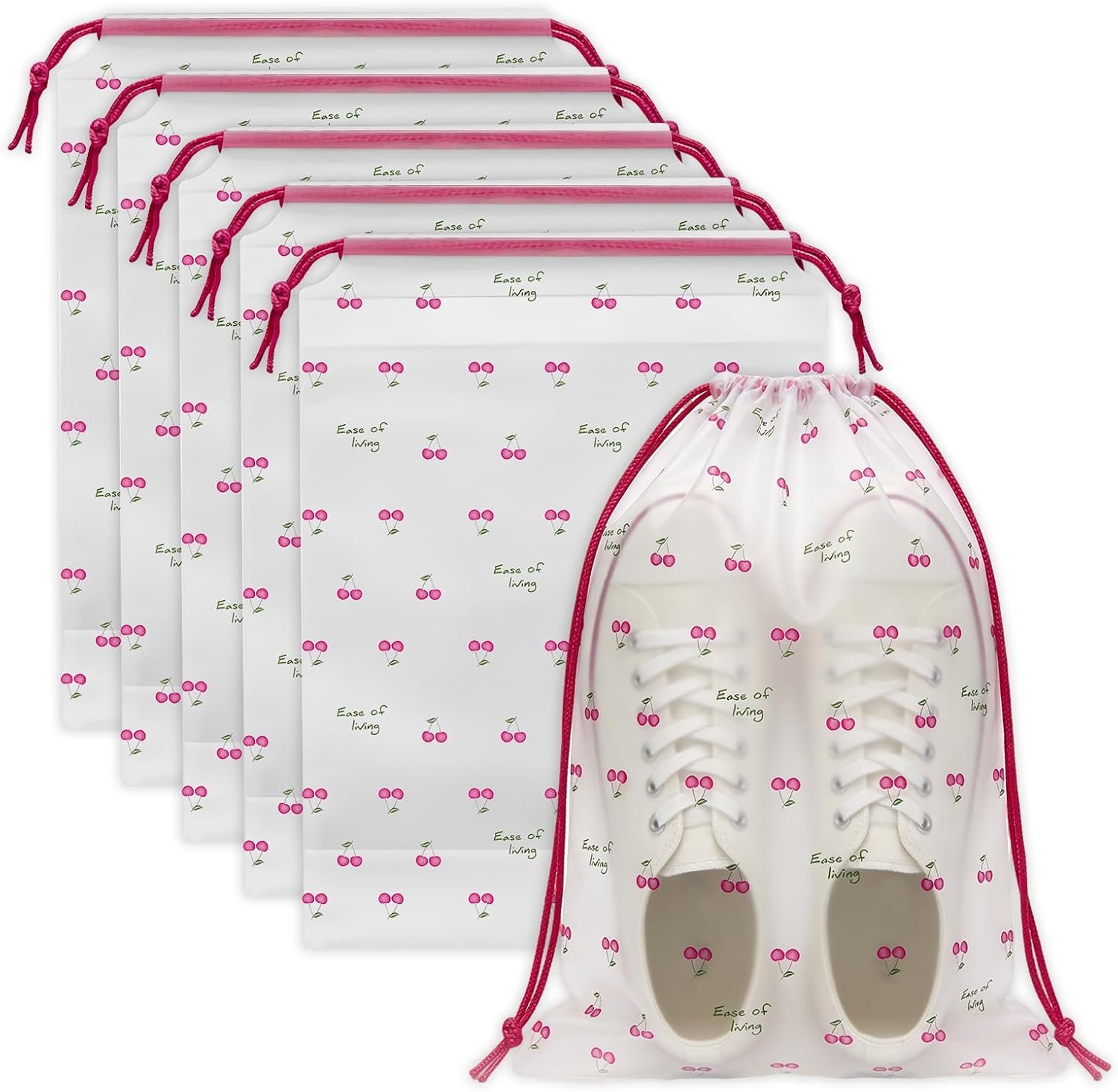 Shoe Bags for Travel, 13.8″ x 11.8″ Travel Shoe Bags for Packing, Large Waterproof Portable Travel Shoe Storage Bags Travel Essentials Women for and Men (5, Cherry)