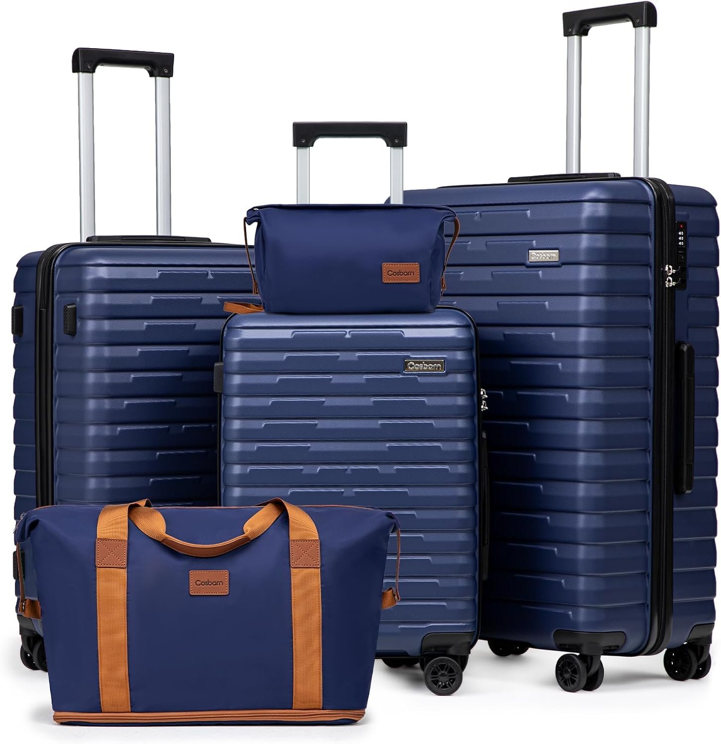 Cosbarn Luggage Sets 5 Piece Suitcases with Wheels, Suitcase Set ABS Hard Case Luggage with Spinner Wheels Durable Travel Luggage