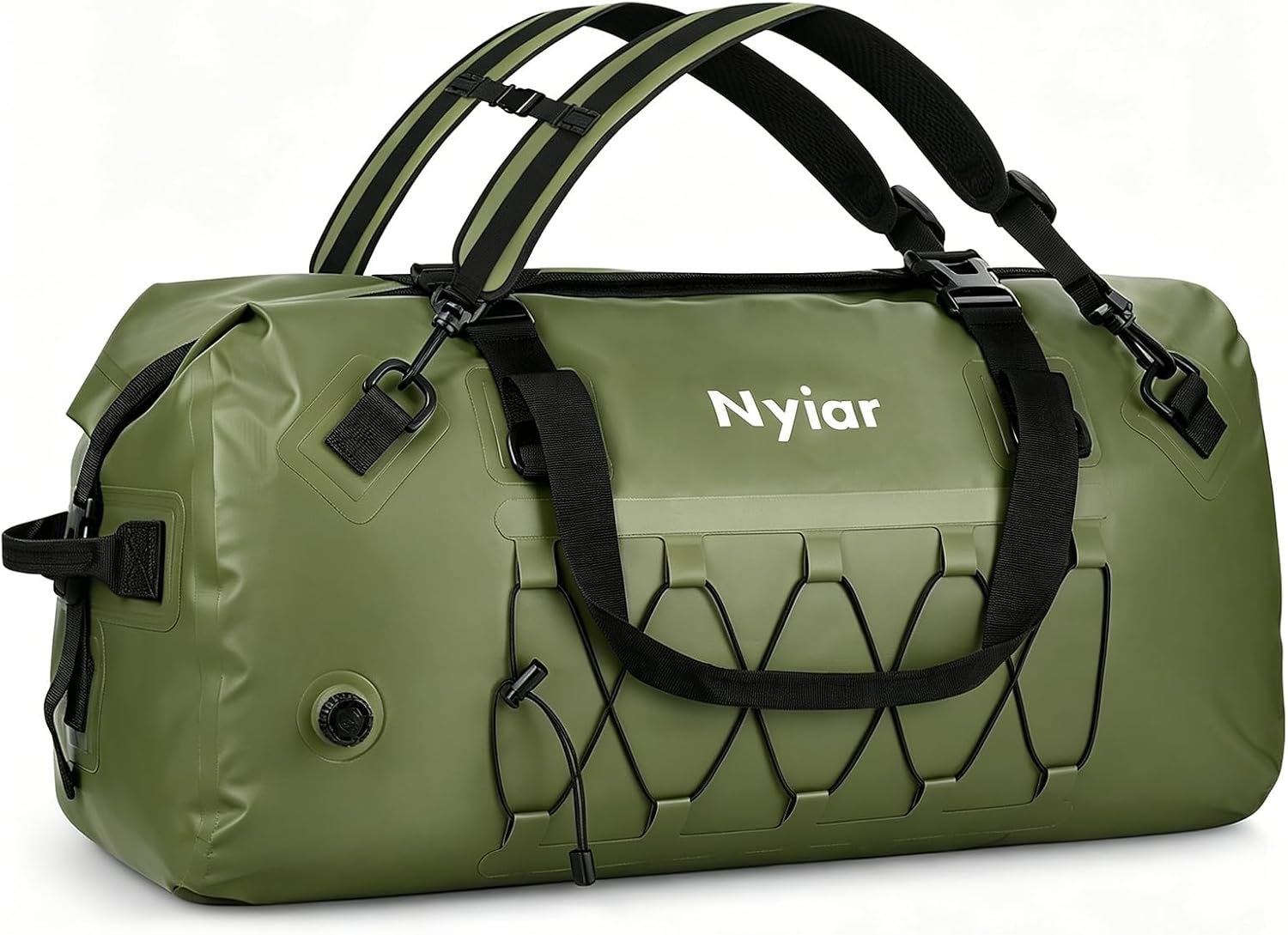 60L Waterproof Duffel Bag Motorcycle Dry Bag Backpack, Heavy-Duty Roll-Top Waterproof Bag with Sealed Seams & Waterproof Zipper for Riding, Kayaking, Camping & Travel (Green)