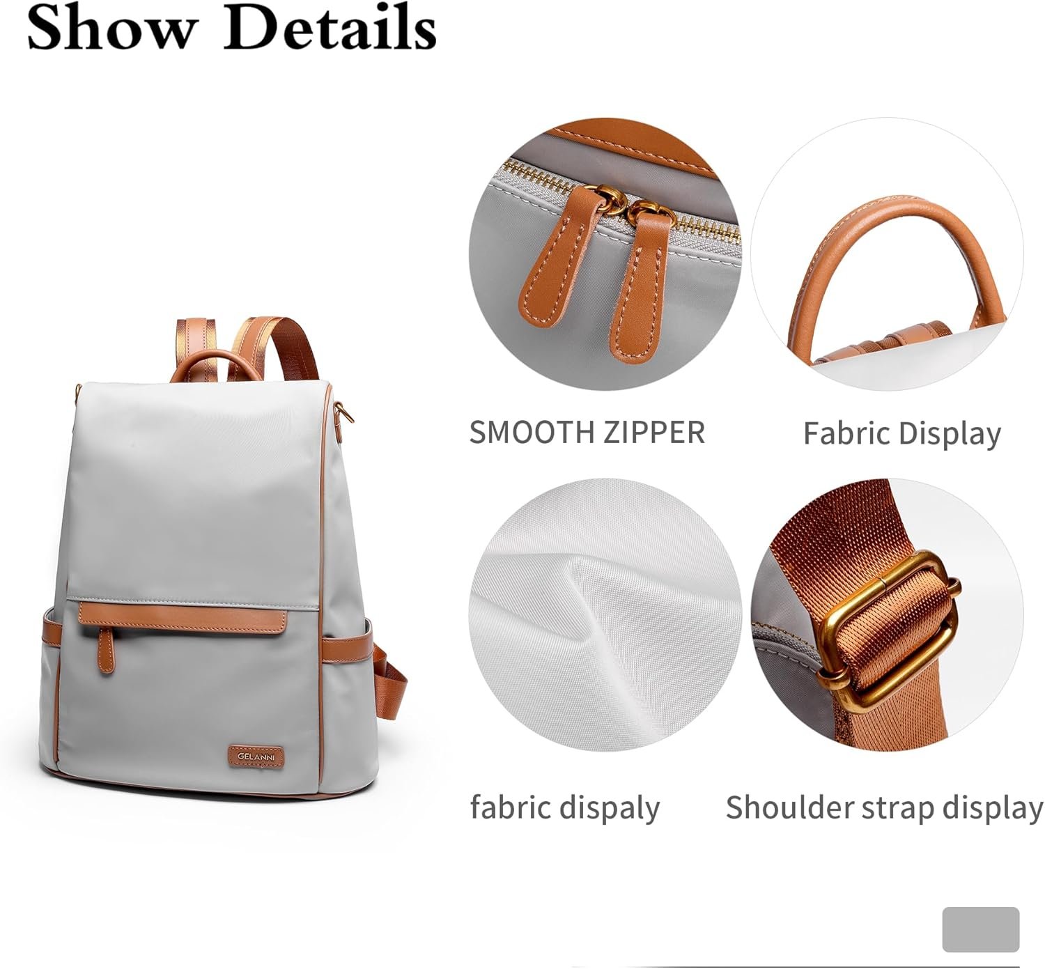 Anti Theft Backpack Purse for Women Lightweight Casual Travel Daypack Beige