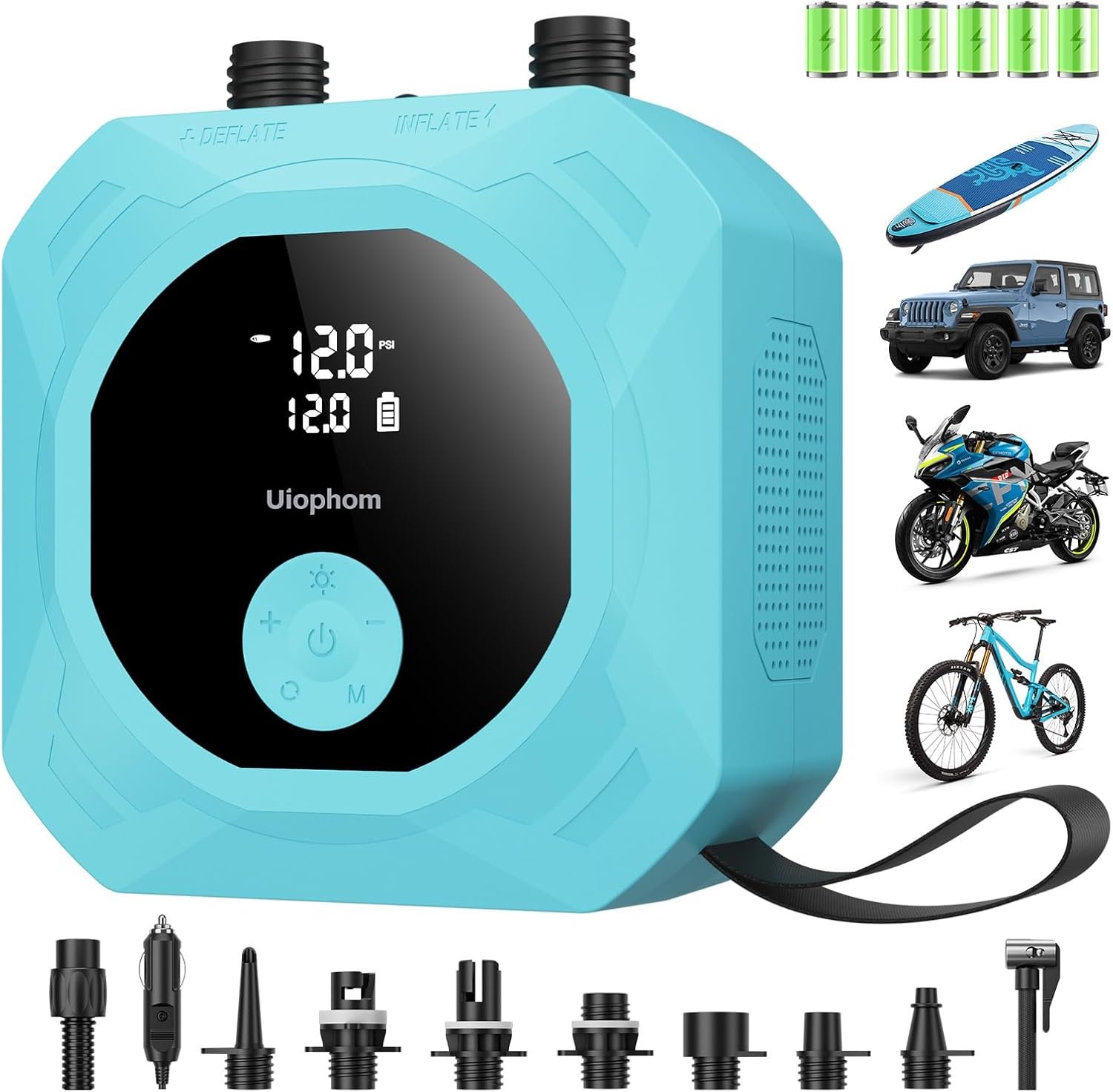 50PSI Paddle Board Electric Pump, Rechargeable SUP Pump 15,600mAh, Intelligent Dual Stage Inflation & Deflation, Auto-Off for Stand Up Paddle Boards, Car Tires, Boats, Surfing Kite, Tent