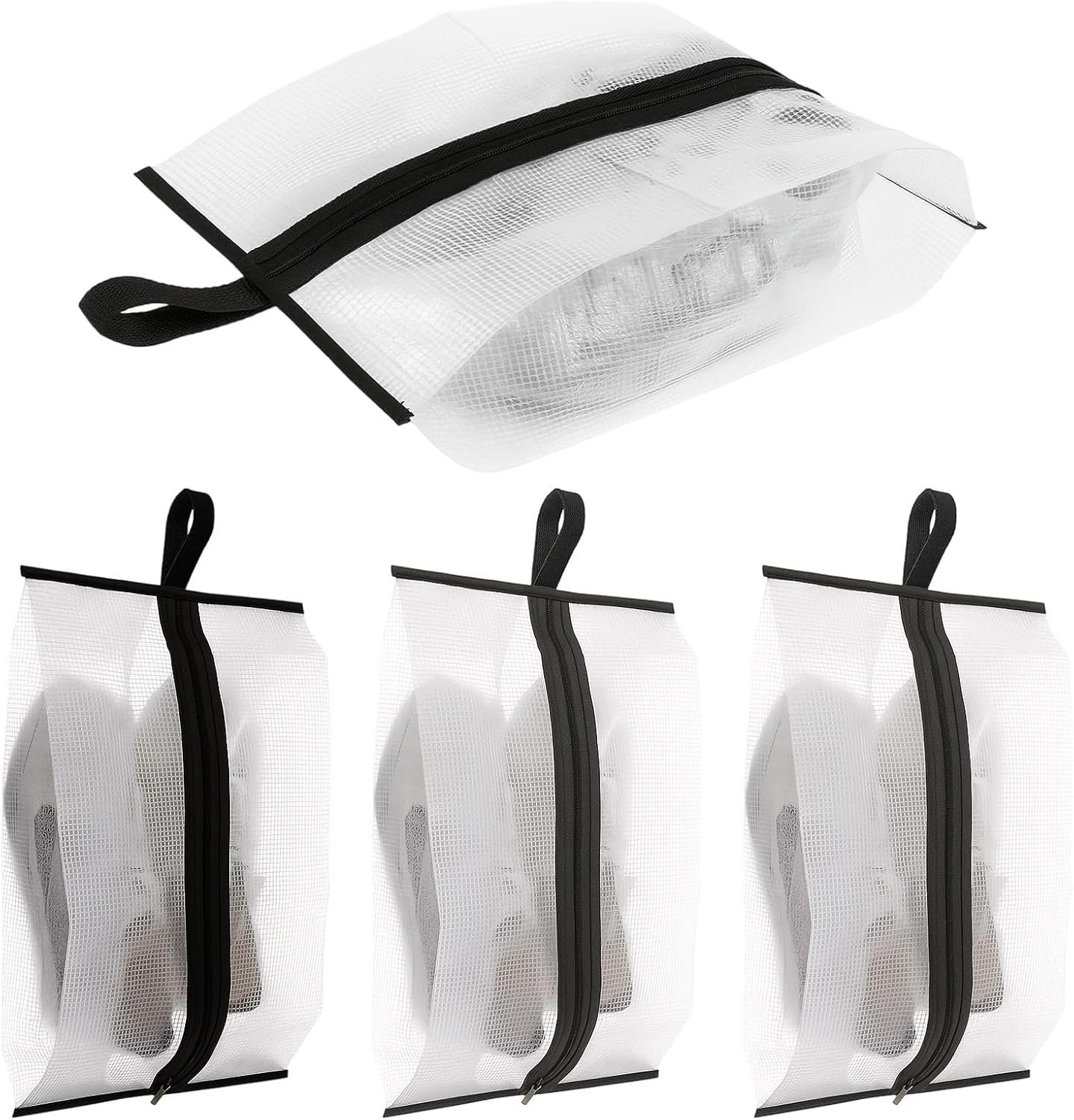 Shoe Travel Bags for Luggage, 4 Pack Waterproof Portable Travel Shoe Bags with Zipper and Handle for Organizer, Reusable Shoes Bag for Gym for Men Women