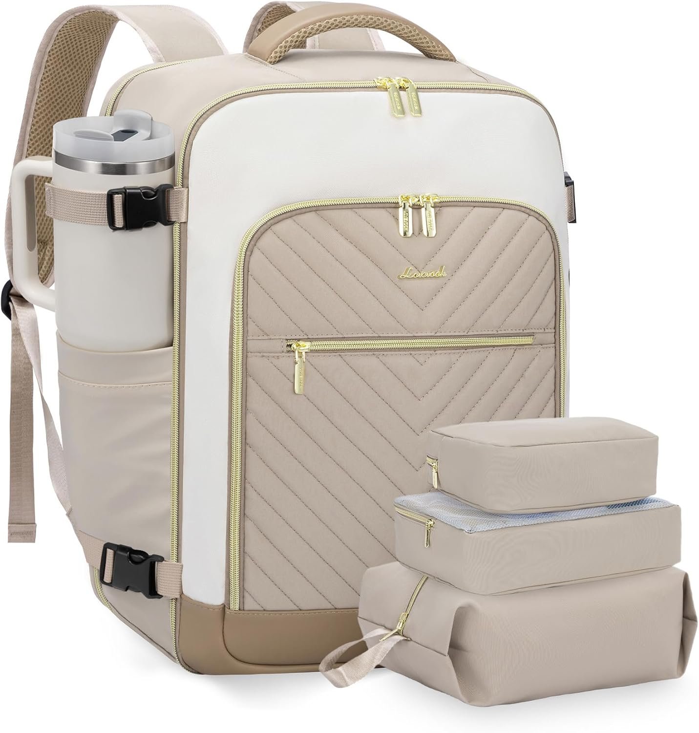 LOVEVOOK Large Travel Backpack for Women, TSA Carry on Backpack for Airplanes, 40L Personal Item Travel Bag for Women fits 17″ Laptop,Waterproof Carry on Bag Airplane Approved with 3 Packing Cubes