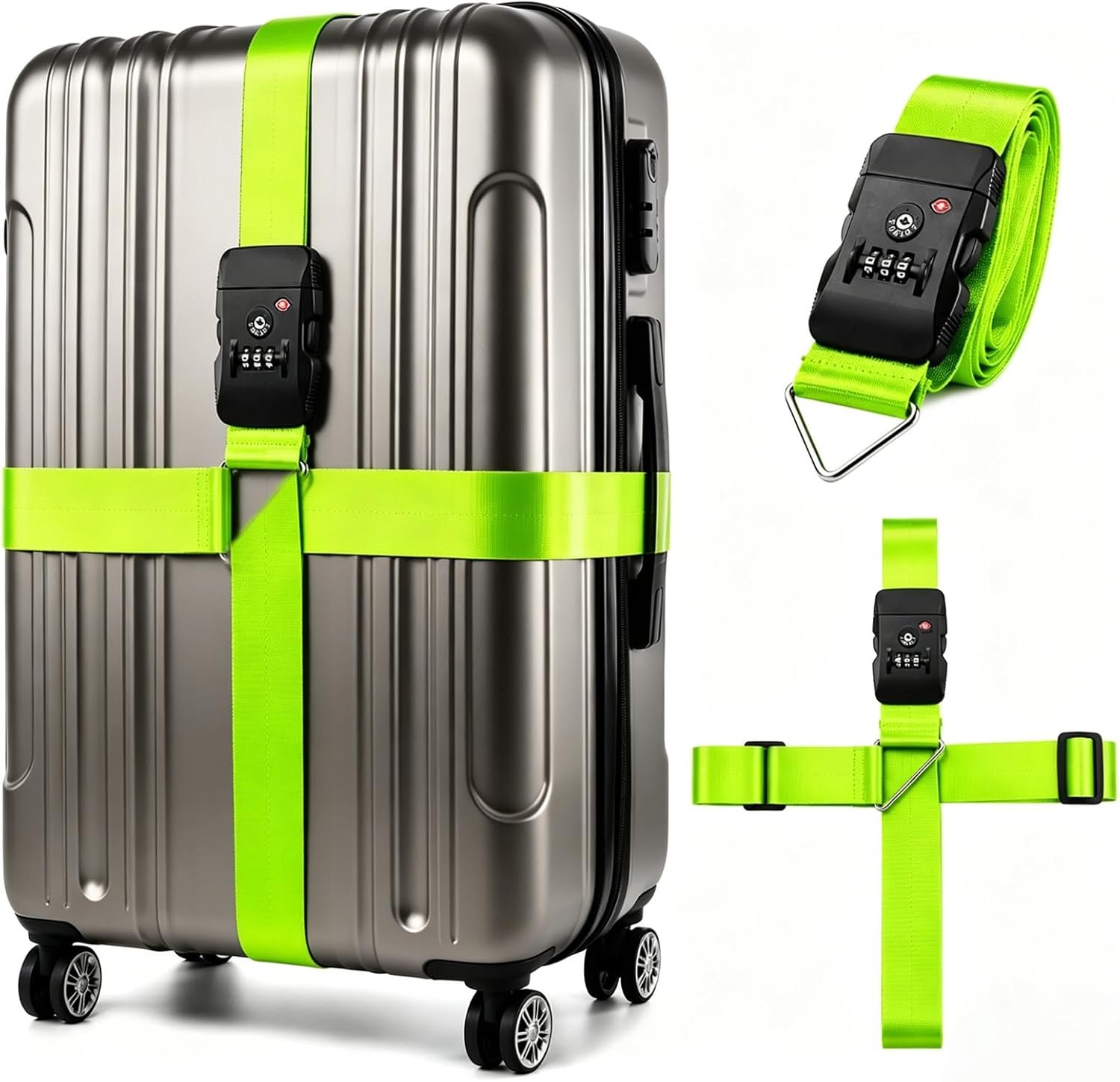 Luggage Straps TSA Approved for Suitcases, Heavy-Duty Anti-Burst Luggage Belt, High Visibility, Easy Adjustable Cross Luggage Strap for 20-32 Inch Suitcase