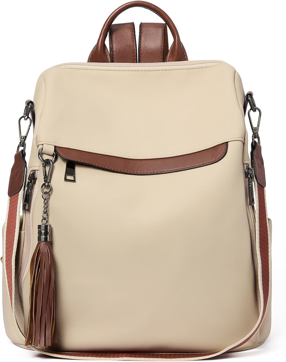 Telena Backpack Purse for Women, PU Leather Anti Theft Travel Purse Shoulder Bags with Tassel
