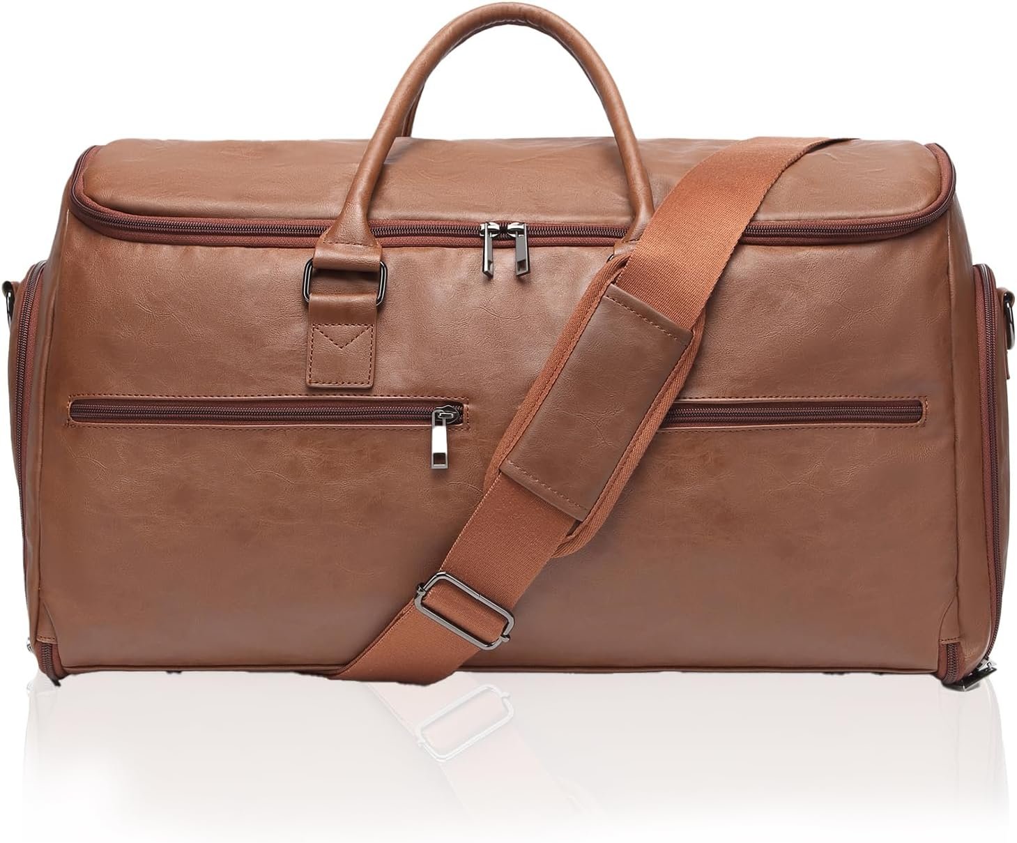 seyfocnia Garment Bag with Shoe Pouch Carry On Convertible Travel Duffel Bag for Men Women, 2 in 1 Hanging Suitcase Suit Business Travel Bag, Brown