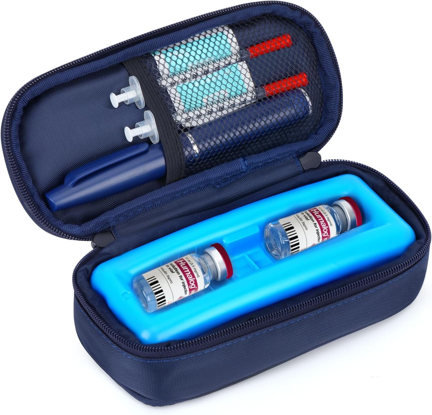 YOUSHARES Insulin Vials Cooler Travel Case – TSA Approved Diabetic Med & peptide Vial Cooling Bag with Protective Ice Brick, Refrigerated Diabetes Supplies Organizer, Small Bottle Carrying Storage