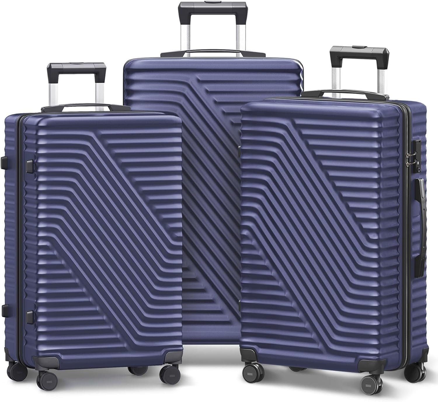 Luggage Sets 3 Piece Hardshell Suitcase Set with Spinner Wheels, 20/24/28 Inch Hard Side Carry On and Checked Luggage with TSA Lock, Lightweight ABS Travel Suitcase Set for Family (Blue)