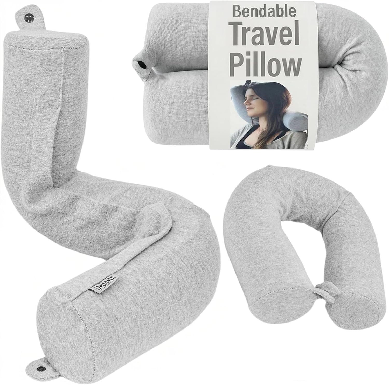 Dot&Dot Twist Memory Foam Travel Pillow, Bendable Neck Pillow for Airplane, Car and Home, 26-Inch Adjustable Roll, Neck Support, Chin, Lumbar and Leg