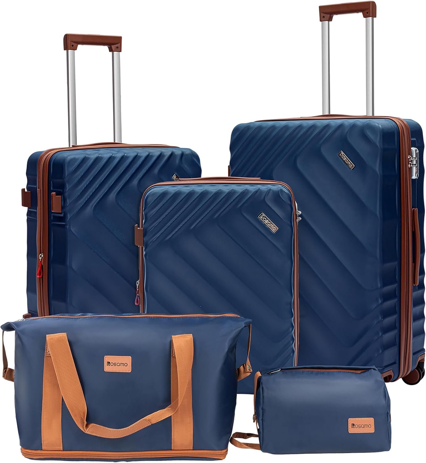 Rosamo 5 Piece Luggage Set Expandable Hardside, 20/24/28in Suitcases with Matching Travel Bags, 22x14x9 Airline Approved Carry On, TSA Lock, Spinner Wheels, ABS+PC