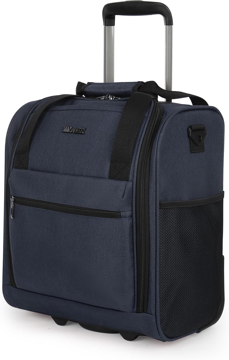 16” Softside Carry-On Luggage for Airplane,3-in-1 Underseat Carry On Luggage with Wheels,Scratch-Resistant Surface,Lightweight Durable Rolling Suitcase for Men/Women Business Trip（16”,Navy）