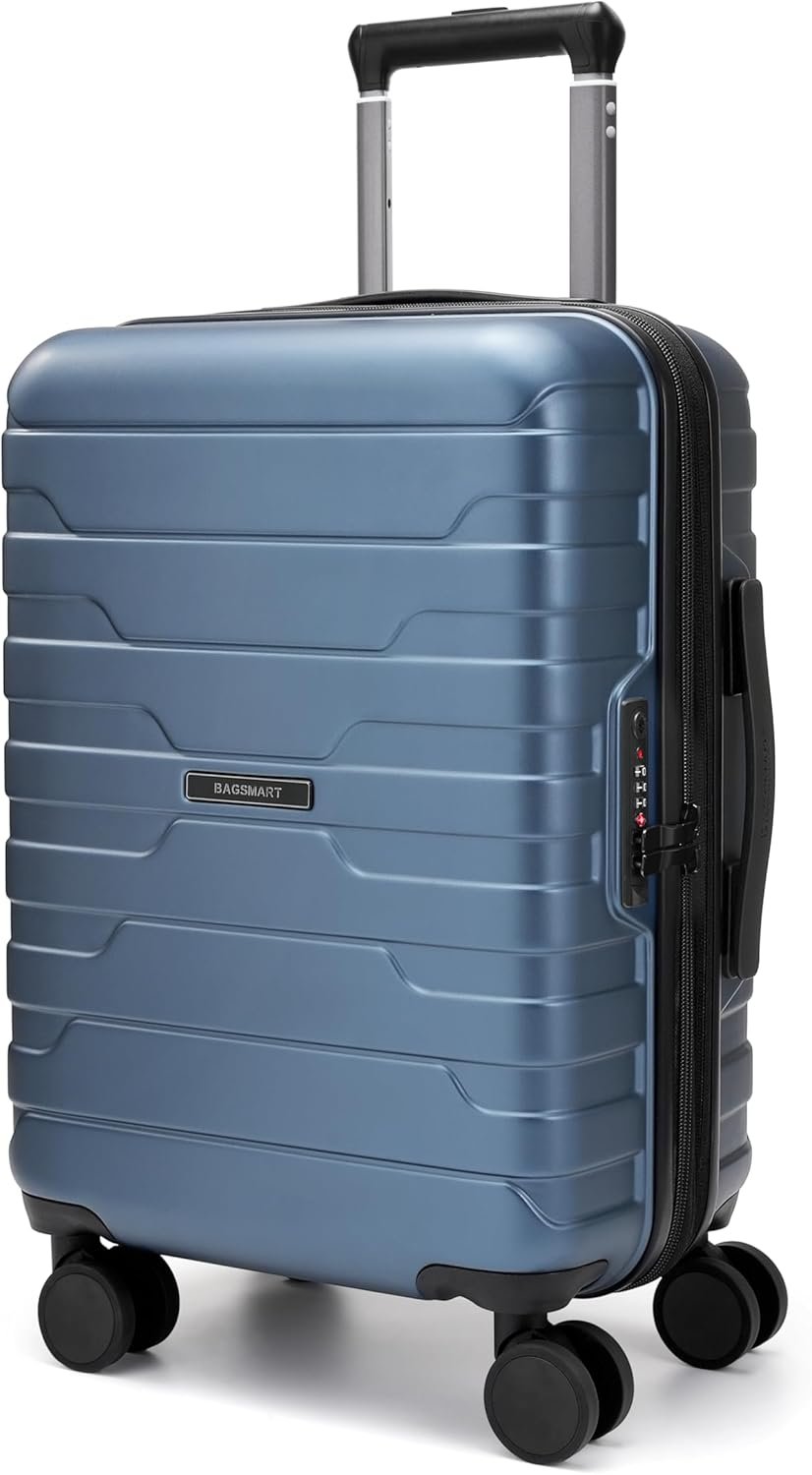 BAGSMART Carry on Luggage 22x14x9 Airline Approved with Spinner Wheels, Lightweight 20 Inch Suitcase with TSA Lock, Expandable Hard Shell for Men Women, Royal Blue