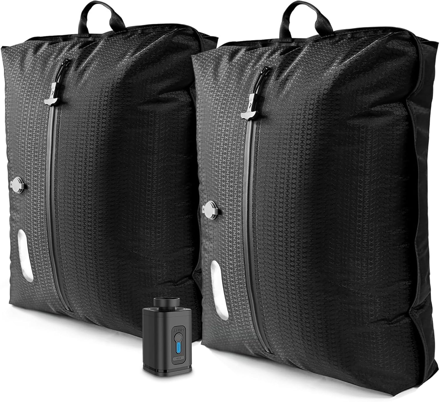 Vacuum Travel Bags with Pump–Electric Wireless Air Pump, Double Layer Vacuum Seal Bags for Clothing Travel, 2PC Airless vacuum bags for travel with IP67 Waterproof (2PC+Pump)