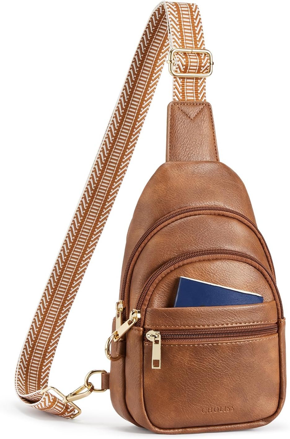 CHOLISS Anti Theft Small Sling Bag for Women and Men RFID Leather Crossbody Bags Fanny Pack Chest Bag Travel Purse Daypacks