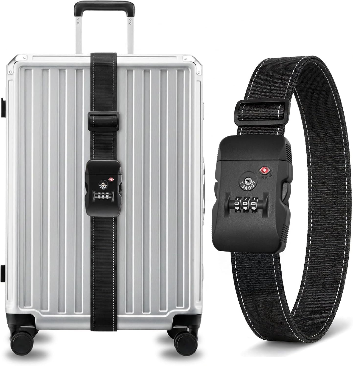 LUGGEX Luggage Straps TSA Approved, Luggage Straps for Suitcases, Easy Adjustable & Reinforced Buckle (Black 20-32inch, 1 Pack)