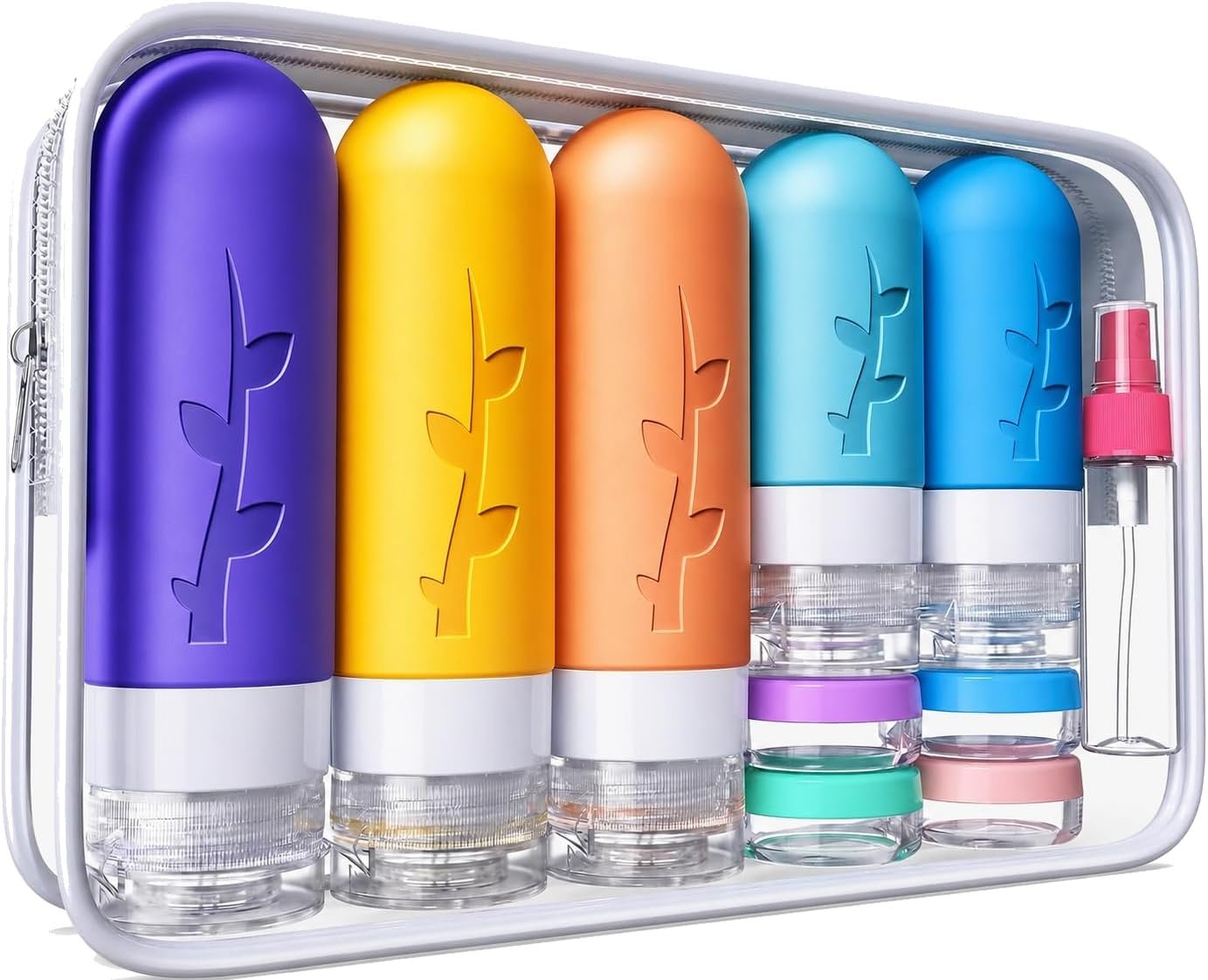 Aeomni 19pack TSA Approved Travel Bottles for Toiletries – Silicone travel size Containers, Leak Proof Size Toiletries, Refillable Shampoo and Conditioner Bottles, Travel Essentials
