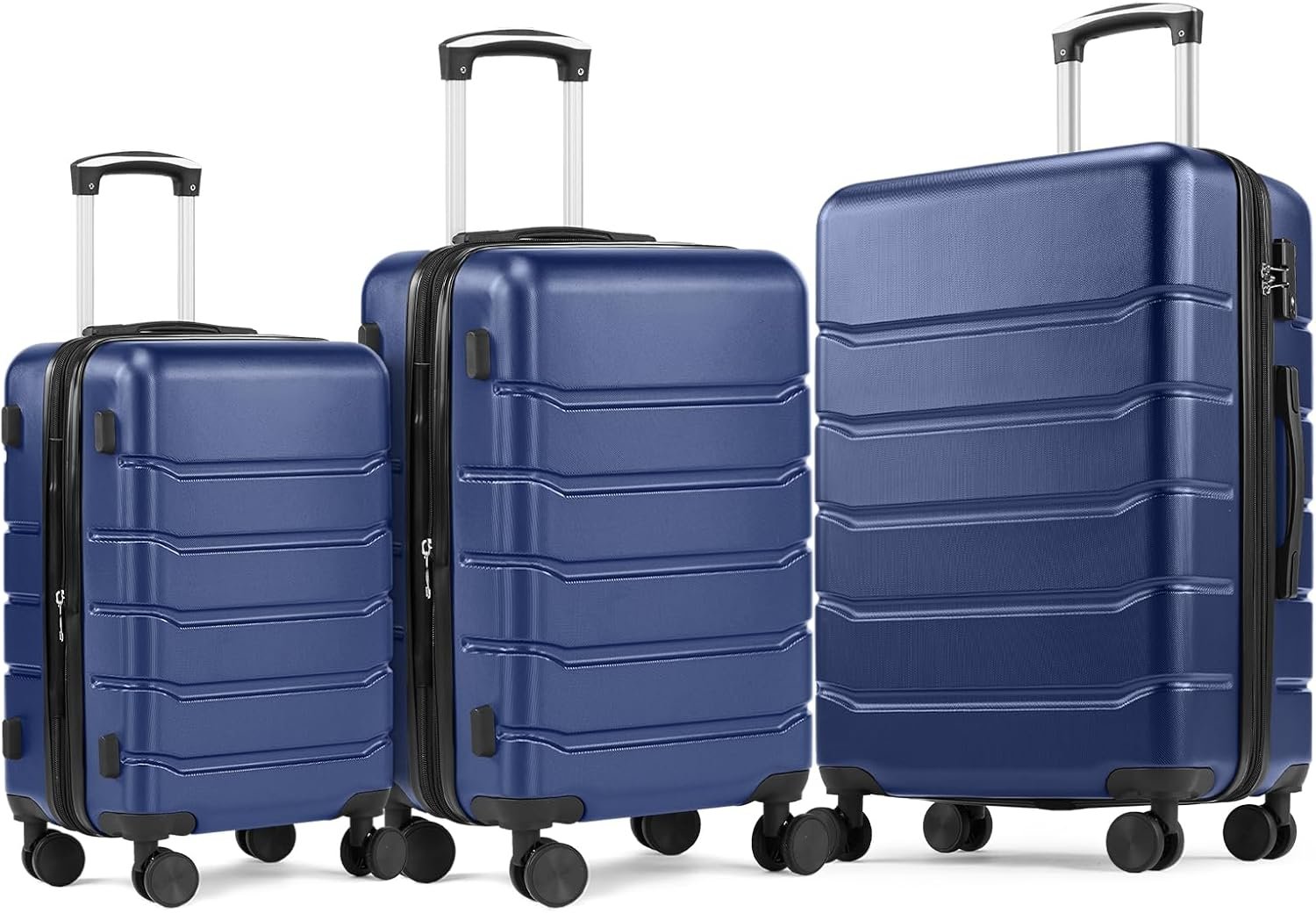 NEWBULIG 3 Piece Luggage Set, Expandable Hard Shell Lightweight Rolling Suitcases with Smooth Spinner Wheels and TSA Lock, Travel Luggage for Business and Holiday Use, 20/24/28 Inch, Blue