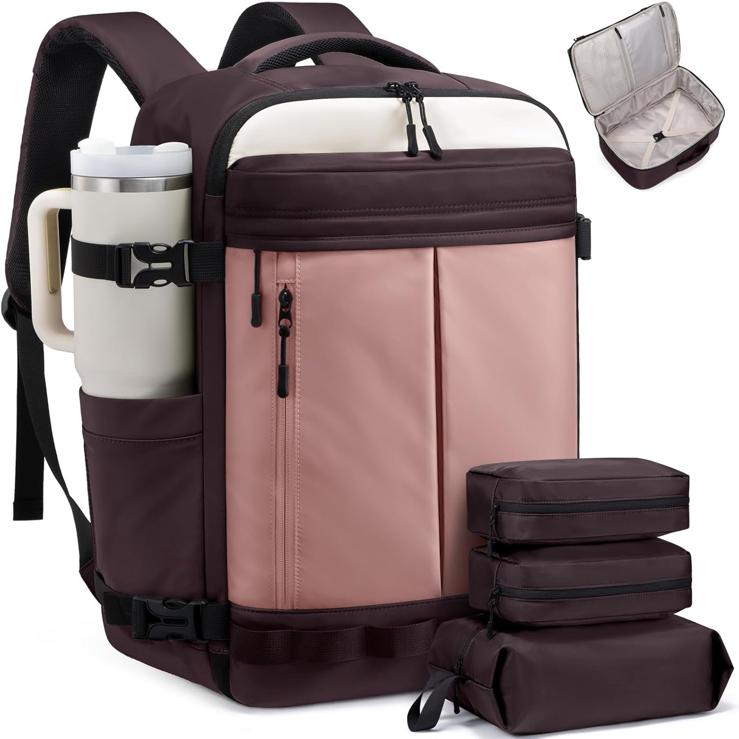 LOVEVOOK 40L Travel Backpack for Women Men, Airline Approved Carry On Luggage with 3 Cubes Accessories, TSA Personal Item Travel Cruise Essentials, Waterproof Weekender Overnight Bags fits 17″ Laptop