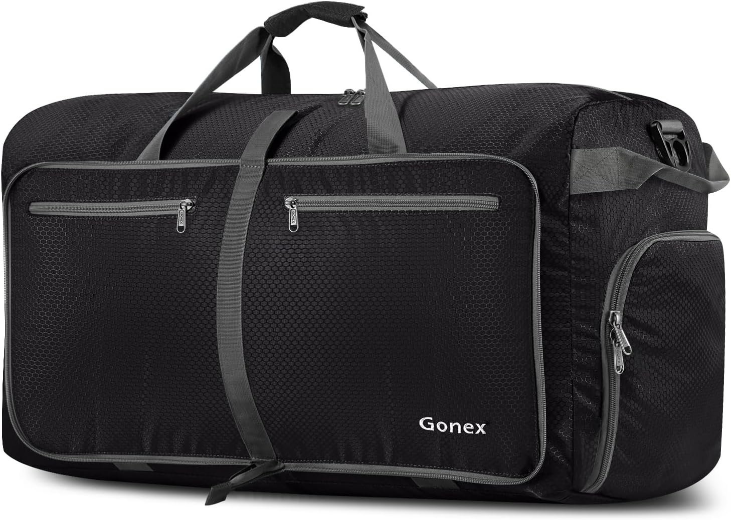 Gonex Large Foldable Travel Duffle Bag with Shoes Compartment, Packable Lightweight Water Repellent Duffel Bag for Camping Gym Weekender Bag
