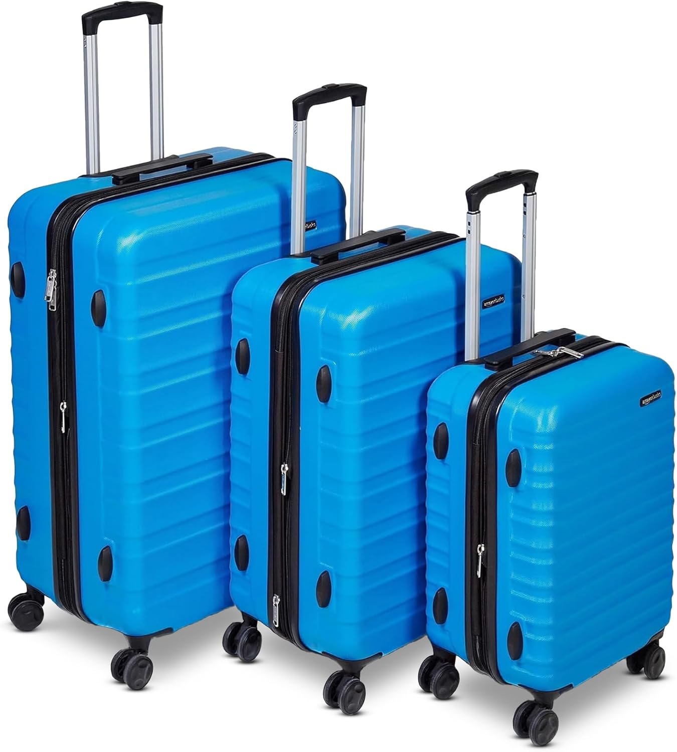 Amazon Basics 3-Piece Hardside Expandable Travel Luggage Set (21″, 26″, 30″), Scratch-Resistant Suitcases with Multi-directional Wheels, Carry-on and Checked Bags, Light Blue