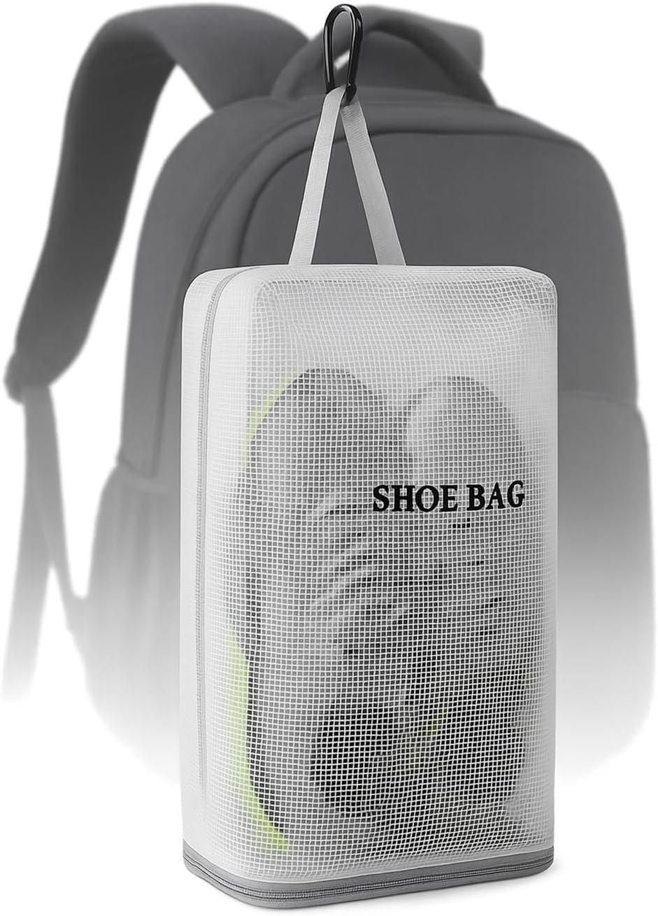 Multi-Use Shoe Bag for Travel, Running, Gym, Waterproof Large Capacity Storage Pouch with Heavy Duty Carabiner Hook, Dustproof and Water-Resistant, Ideal for Shoes, Fitness, Sports