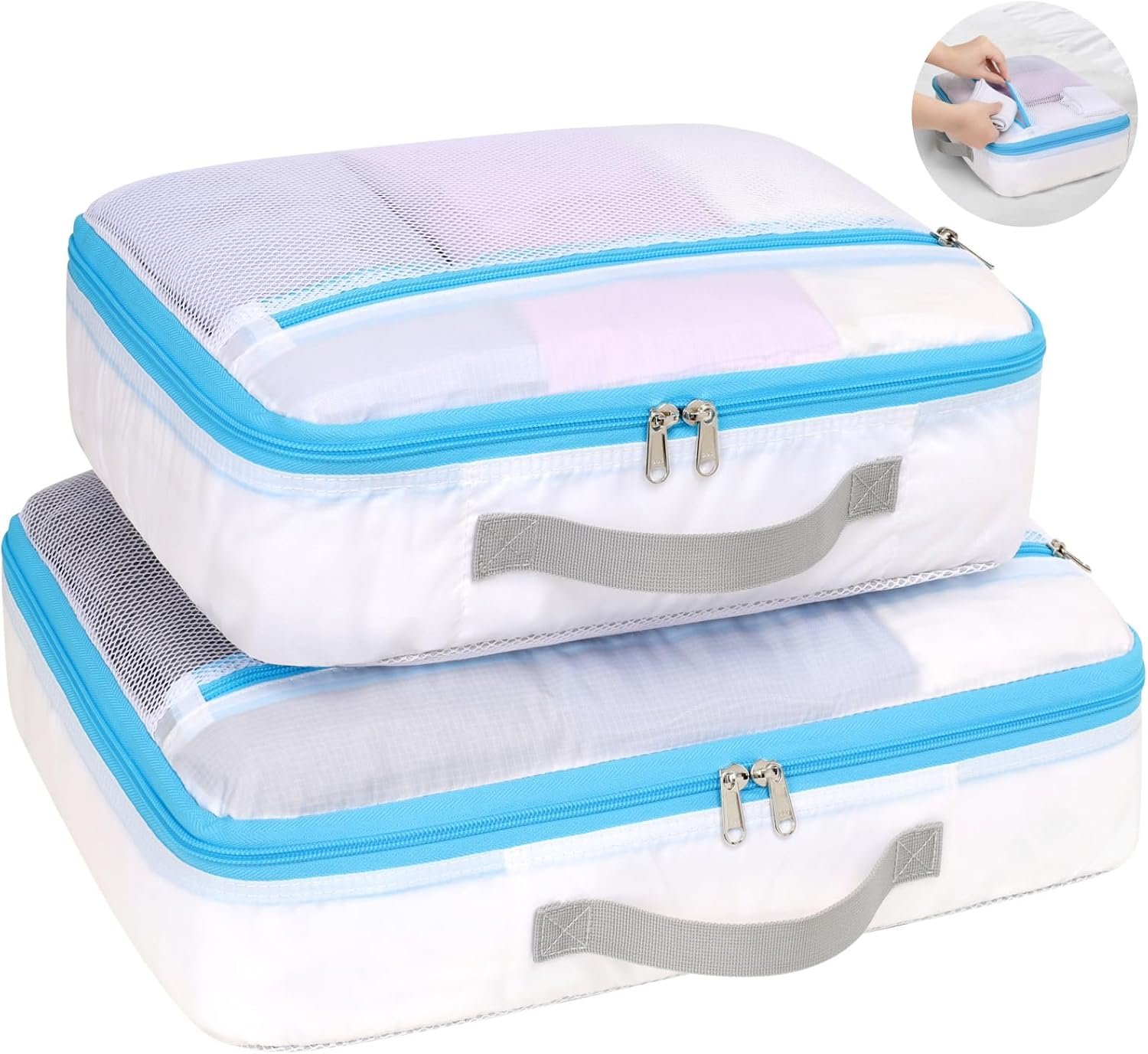 Cambond Mesh Packing Cubes for Travel Women – Lightweight Travel Bags Luggage Packing Organizer Travel Cubes for Suitcase with Handle