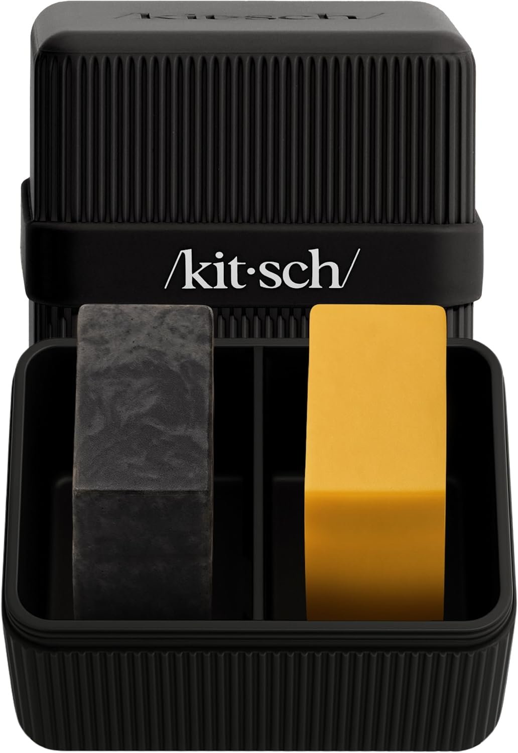 Kitsch 2-Compartment Travel Soap Case – Bar Soap Holder & Organizer, Travel Case for Bars – TSA-Approved – Lightweight, Durable, Leak-Proof, Made from Recycled Plastic – Black