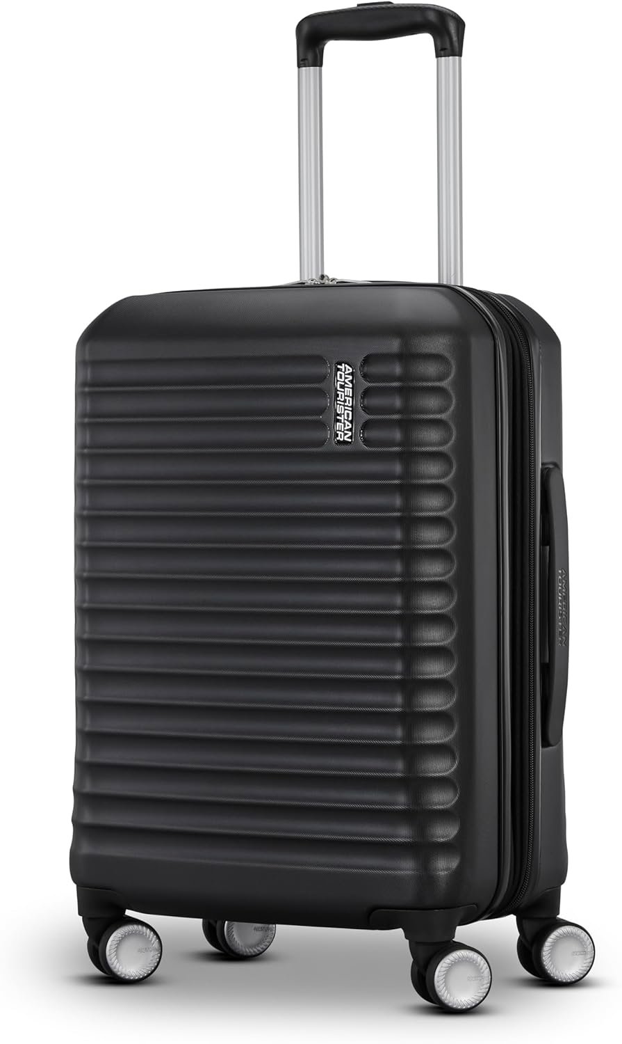 American Tourister Stratum 3.0 Carry-On Spinner, Airline Approved, Durable Hardside Luggage, Expands 1.5″, RightHeight™ Adjustable Handle, Black