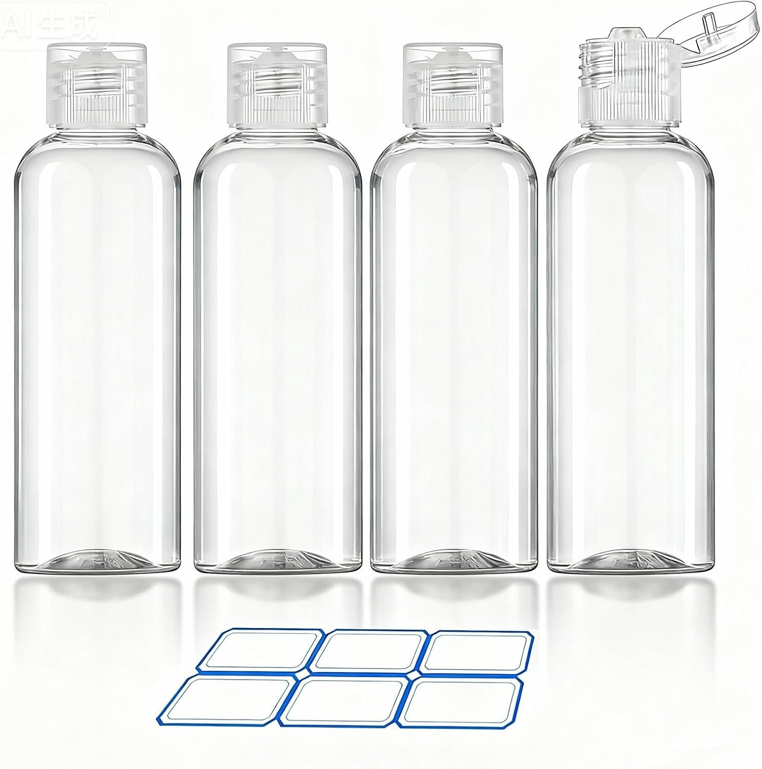 DTDNZKN 4 Pack 3.4 Oz (100ml) TSA Approved Travel Bottles for Toiletries, Leak Proof Plastic Travel Essentials Accessories with Labels