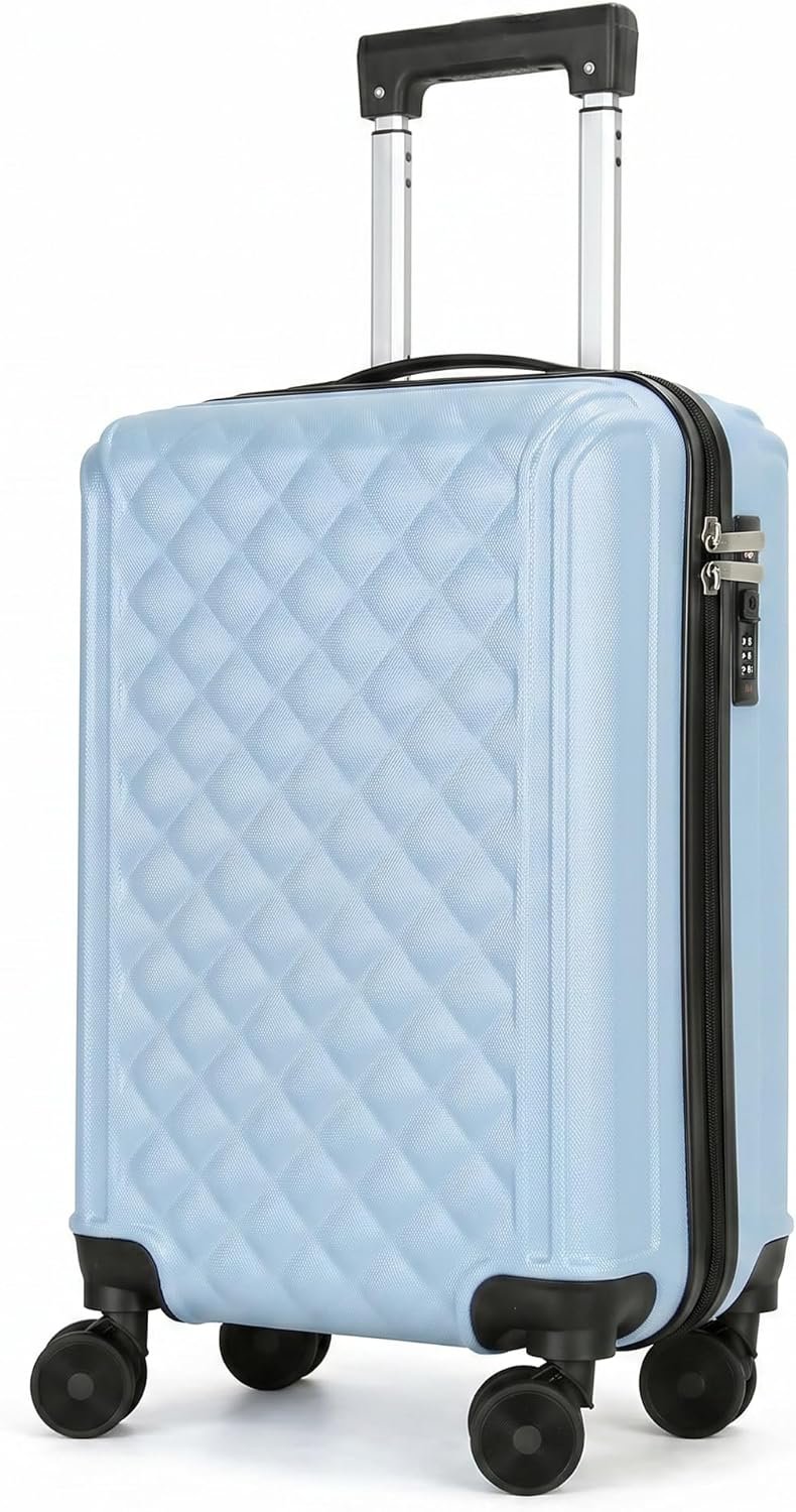 20 Inch Carry On Luggage, Lightweight Hard Shell ABS Suitcase with TSA Lock and Double Spinner Wheels, Rolling Suitcase for Travel (LXG-Blue, 20″ carry on)