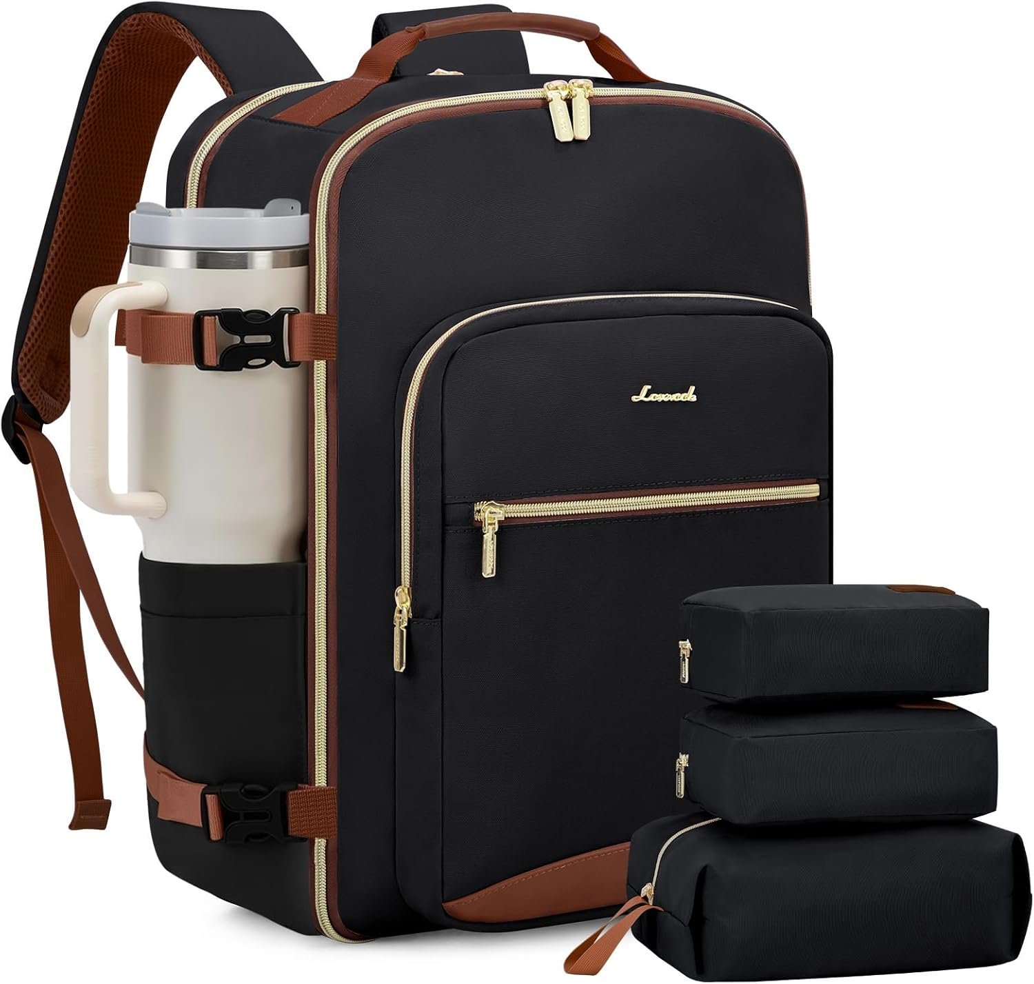 LOVEVOOK 40L Travel Backpack for Women & Men, Airline Approved Carry On Luggage with 3 Packing Cubes, TSA Overnight Bags, Waterproof Personal Item Bag, Weekender Essentials Backpacks fits 17″ Laptop