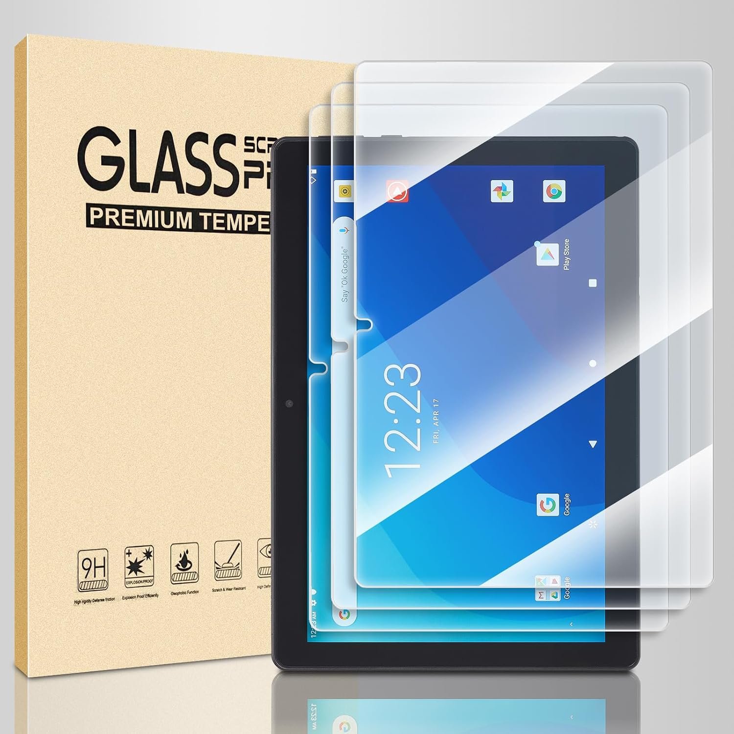3 Pack Onn 10.1 inch tablet screen protector，10.1″ Tempered Glass Screen Protector for Onn 10.1 Tablet (2022, 3rd Gen)，Anti-Scratch 9H Hardness Touch Sensitive 2.5D Rounded Edges Bubble Free Easy to Install