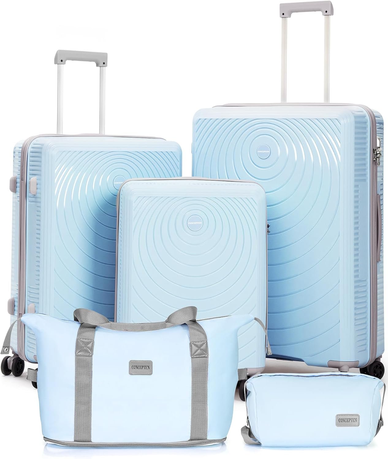 CONCEPTEN Luggage Sets 5 Piece,Lightweight,Impact-Resistant,Wear-Resistant Suitcases with Wheels, Hardshell Suitcase Set with Spinner Wheels, PP Carry on Luggage Set with TSA Lock, Travel Luggage
