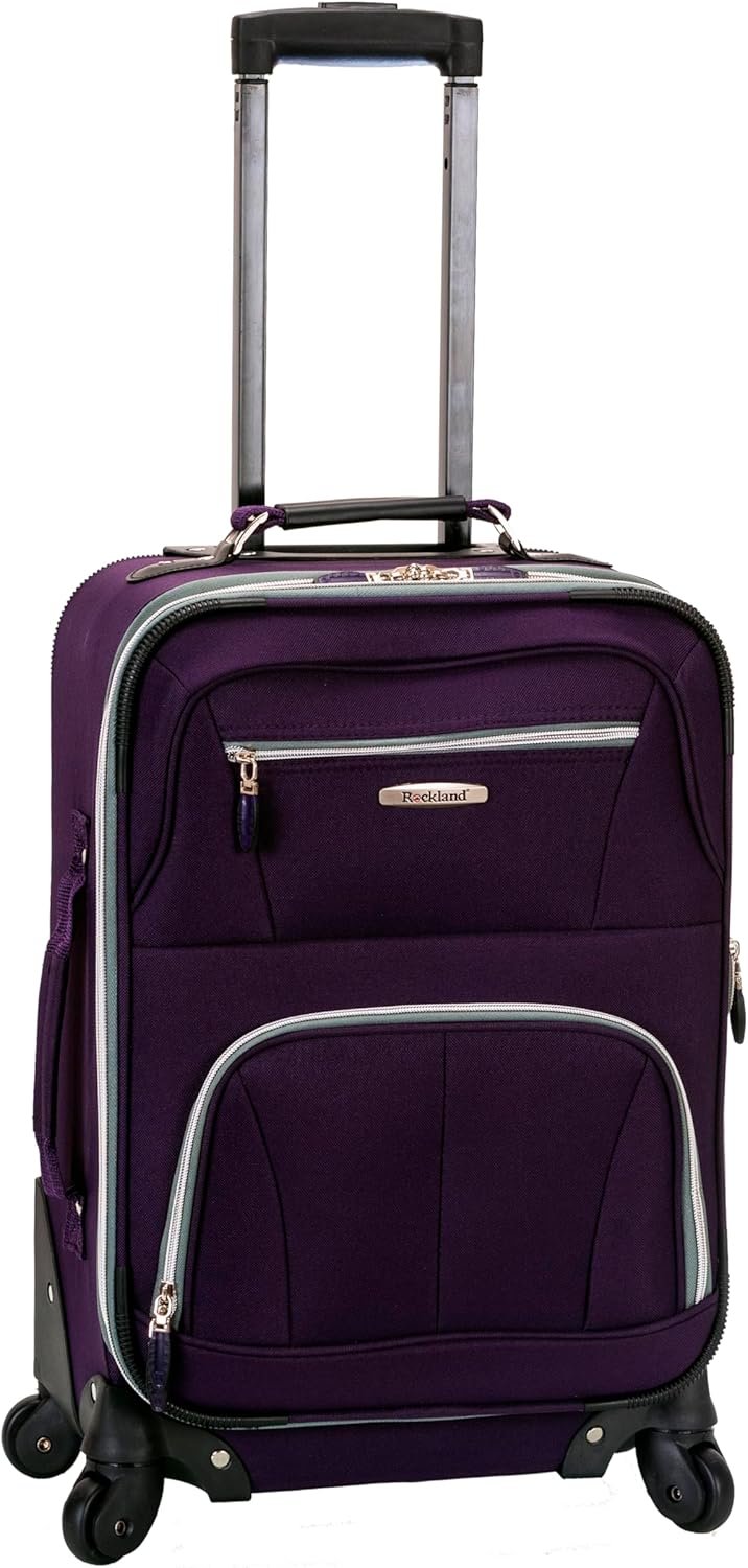 Rockland Pasadena Expandable Spinner Carry-on 19″, Purple