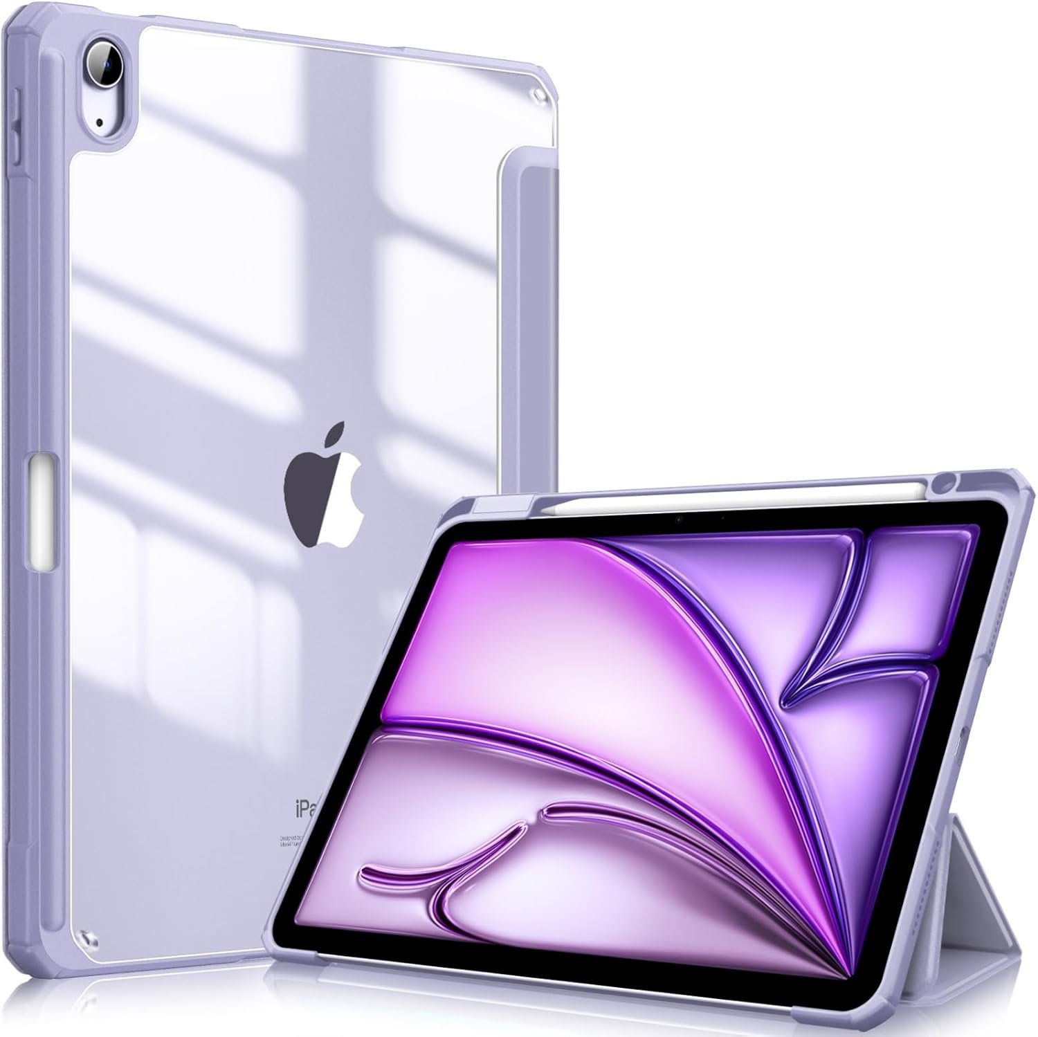 Fintie Hybrid Slim Case for iPad Air 11-inch M4/M3/M2 (2026/2025/2024), iPad Air 5th/4th Generation (2022/2020) 10.9 Inch – Shockproof Cover with Clear Back Shell & Pencil Holder, Lilac Purple