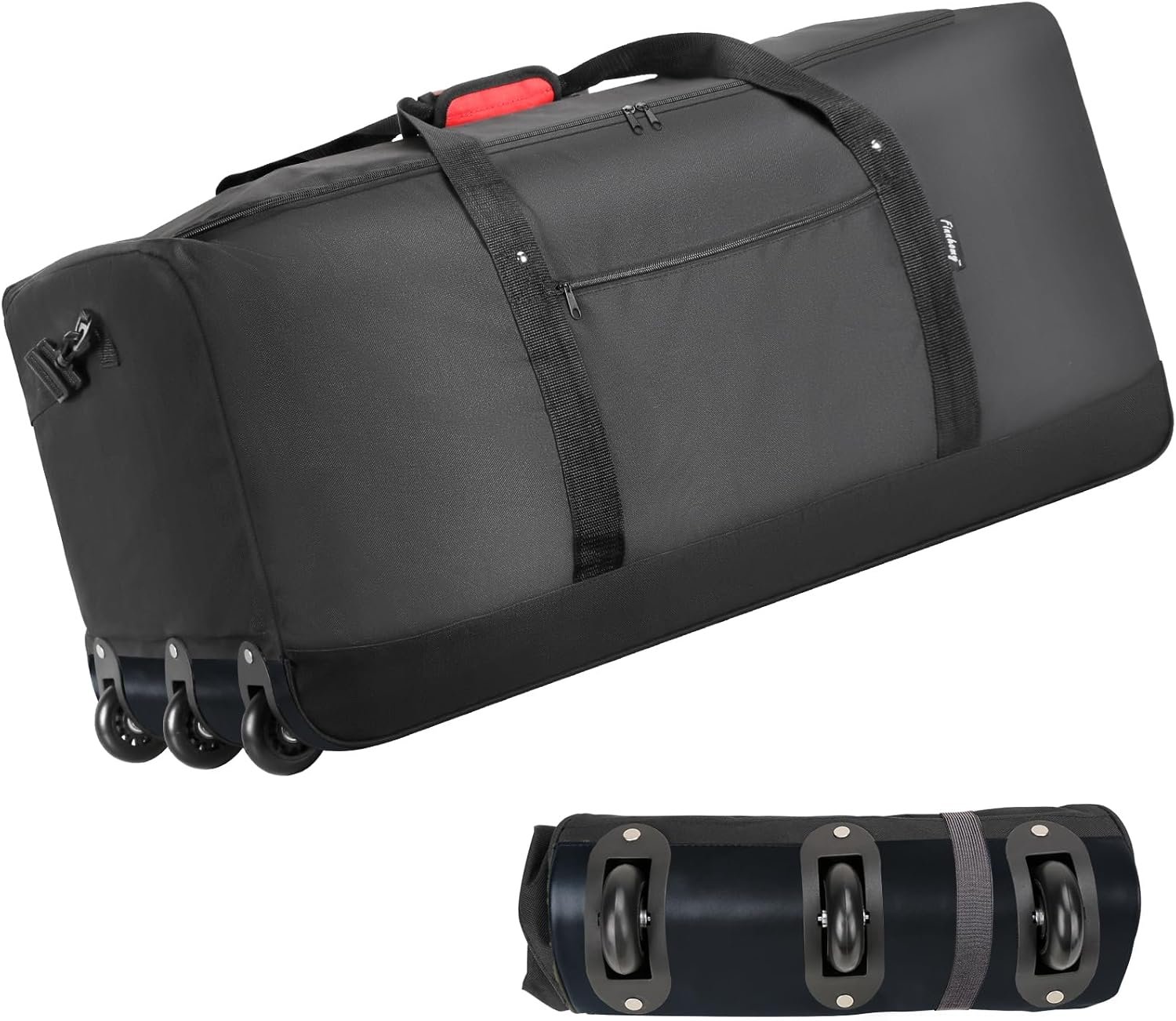 Finnhomy 120L Foldable Rolling Duffel Bag with 3 Wheels, Light Weight Travel Duffel bag with Large Loading Capacity, 32” Rolling Duffel bag with Shoulder Strap