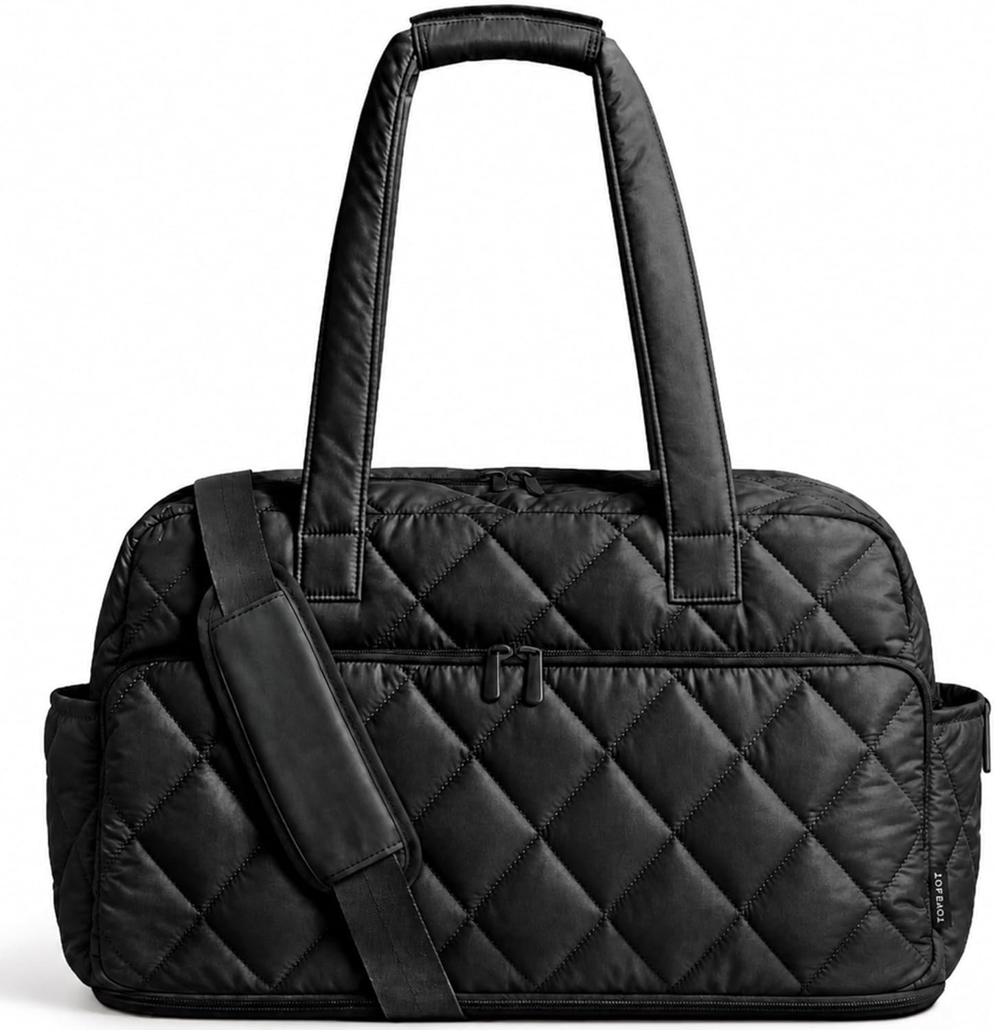 TOPEAST Duffel Bag for Women Travel, Expandable Quilted Weekender Overnight Duffle Bag with Adjustable Strap, Lightweight 33L Personal Item Bag Hospital Bags for Labor and Delivery, Black